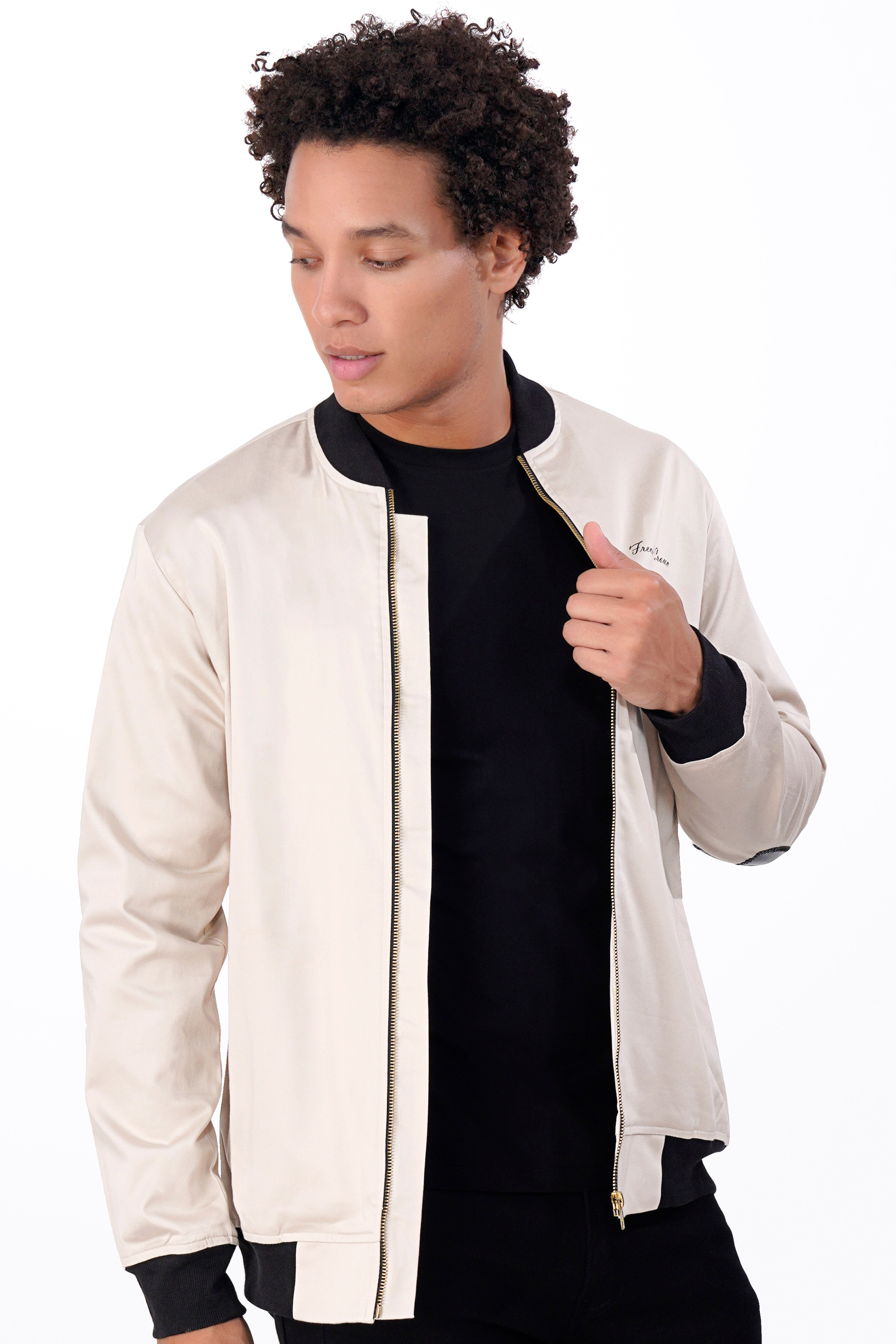 Oyster Cream Premium Cotton Bomber Jacket