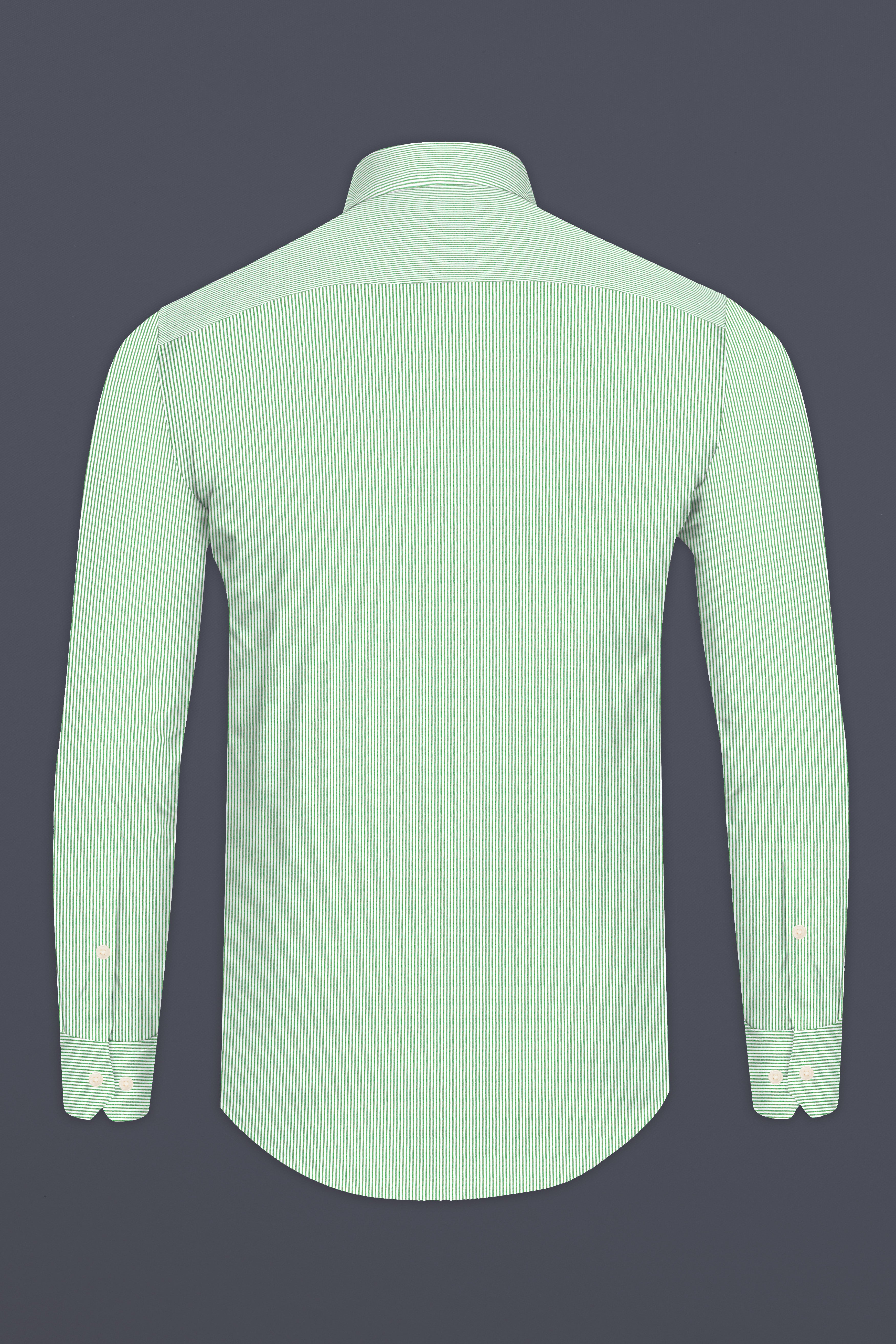Salem Green and White Striped Premium Cotton Shirt
