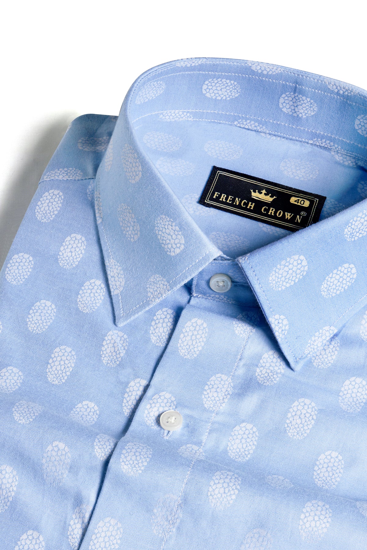 Cerulean Blue Oval Jacquard Textured Premium Giza Cotton Shirt