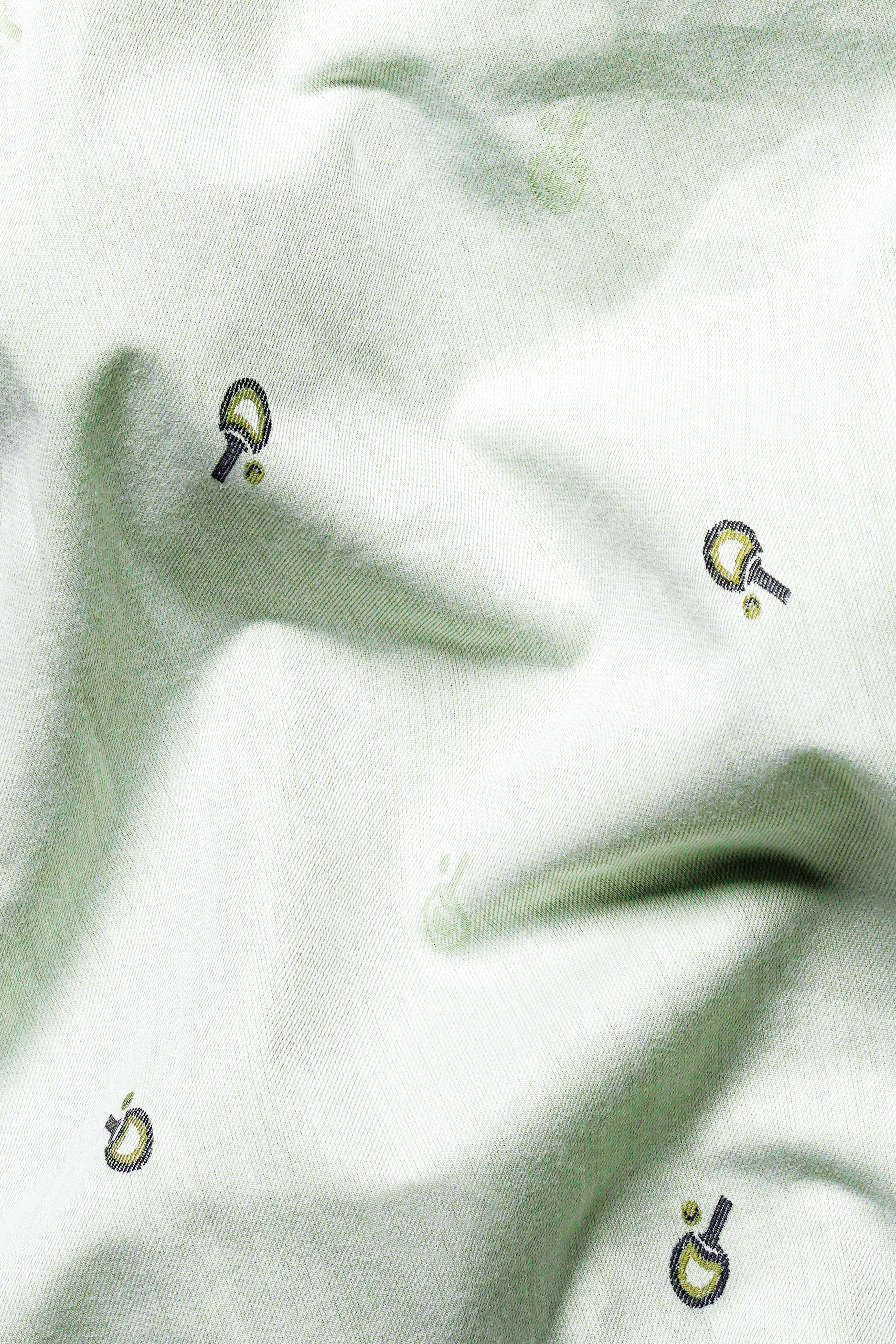 Eggshell Green Jacquard Textured Premium Giza Cotton Shirt