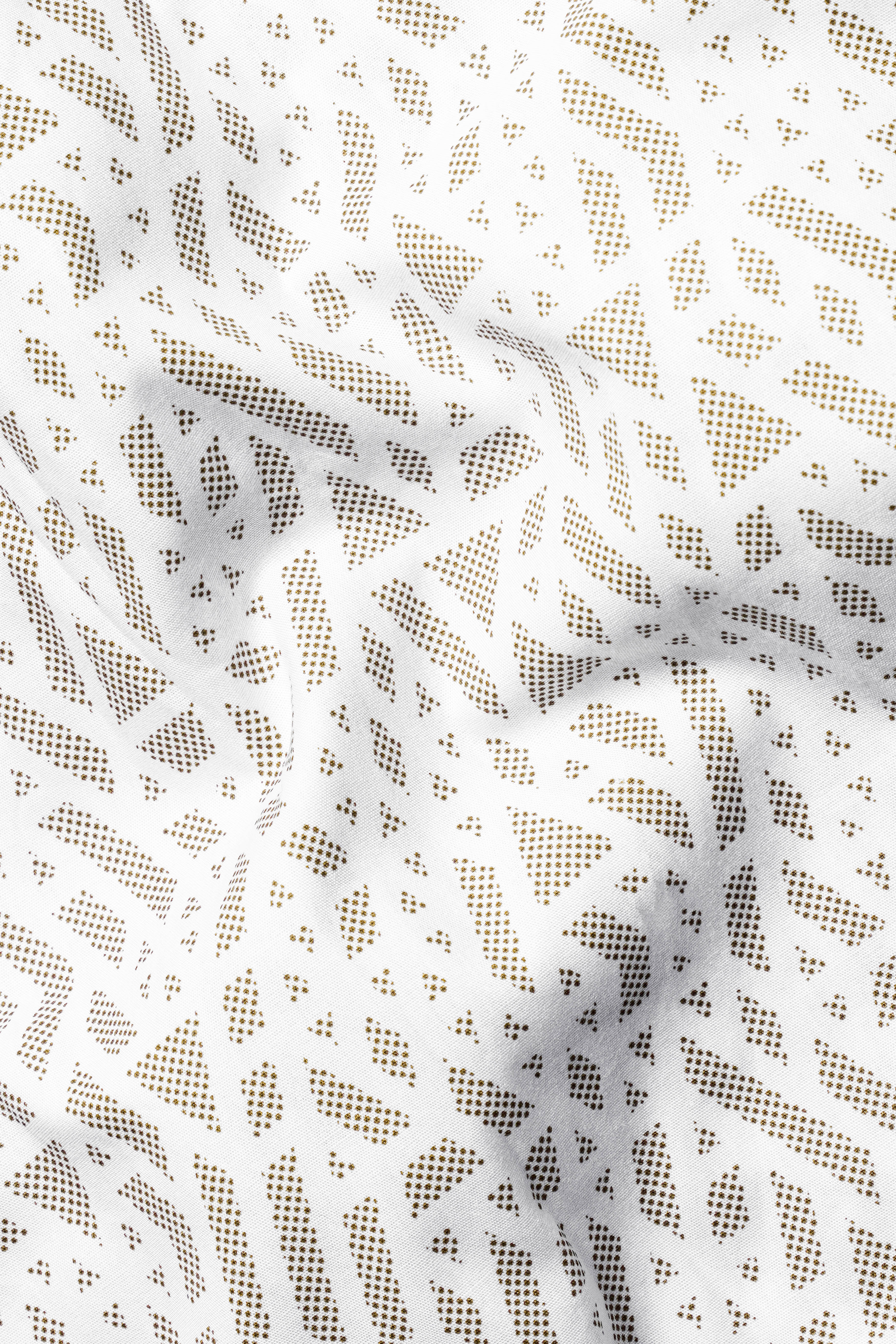 Bright White and Tortilla Brown Printed Premium Cotton Shirt