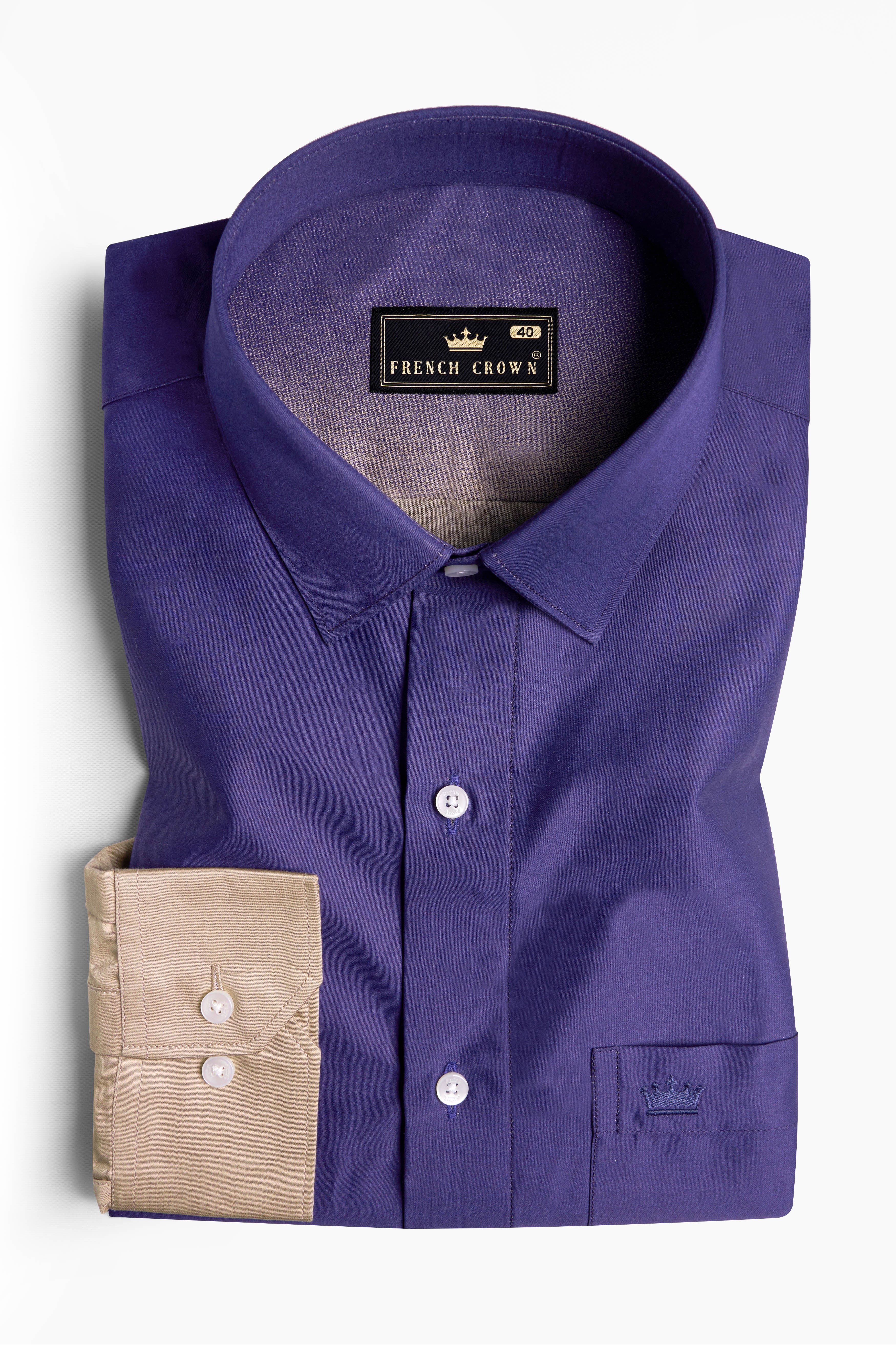 Meteorite Blue and Cavern Brown Super Soft Premium Cotton Shirt