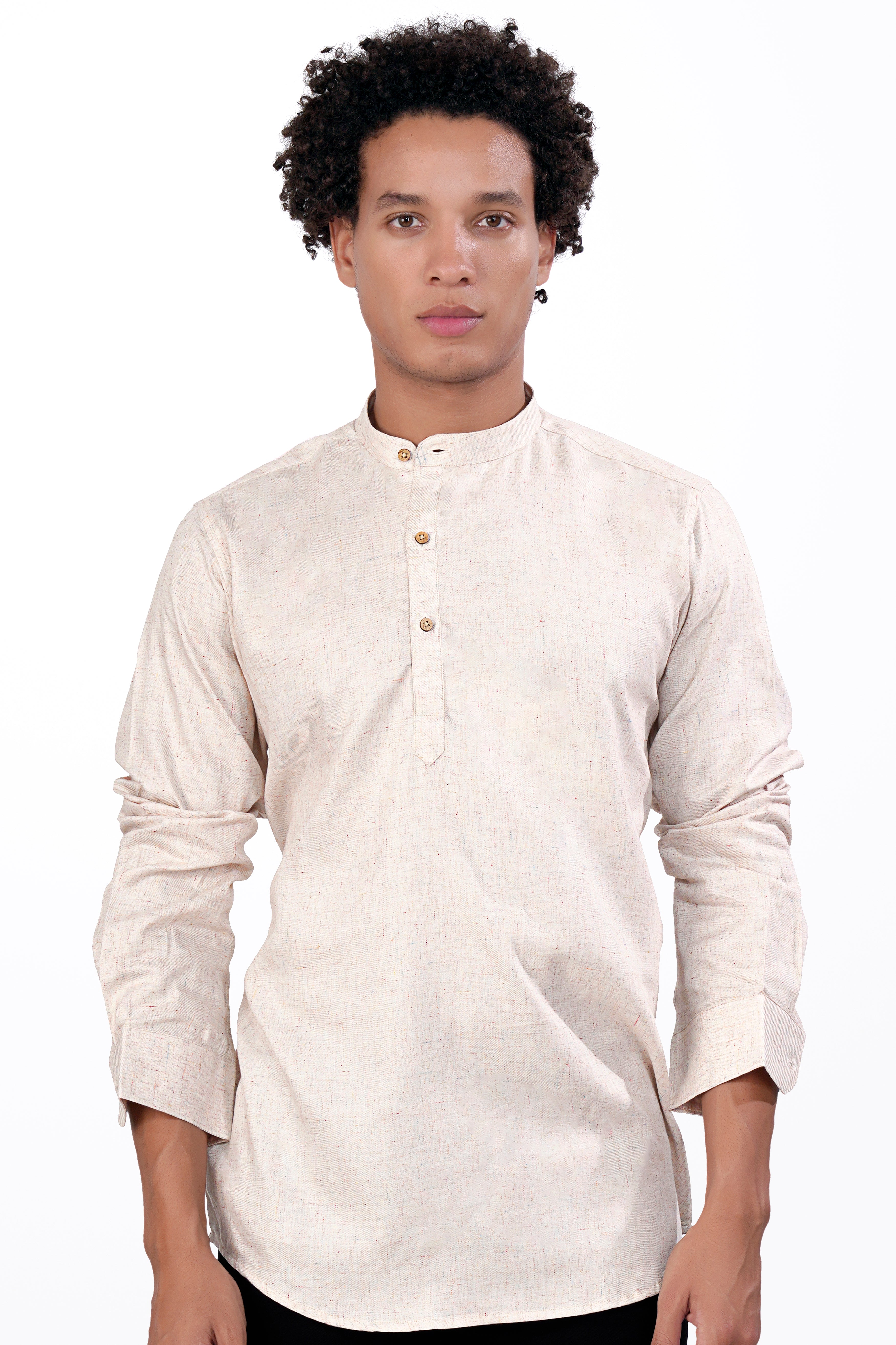 Parchment Brown Chambray Designer Kurta Shirt