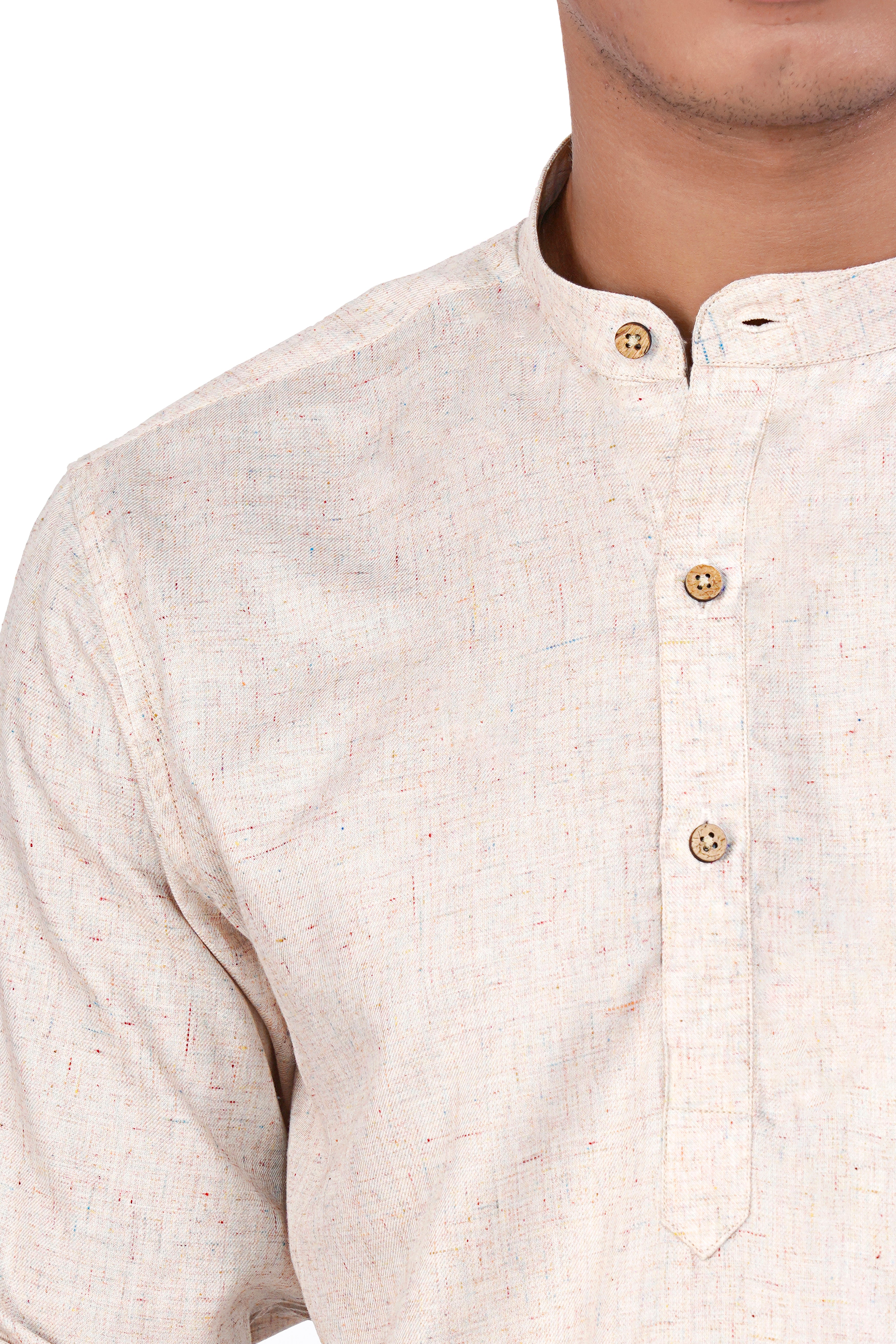Parchment Brown Chambray Designer Kurta Shirt