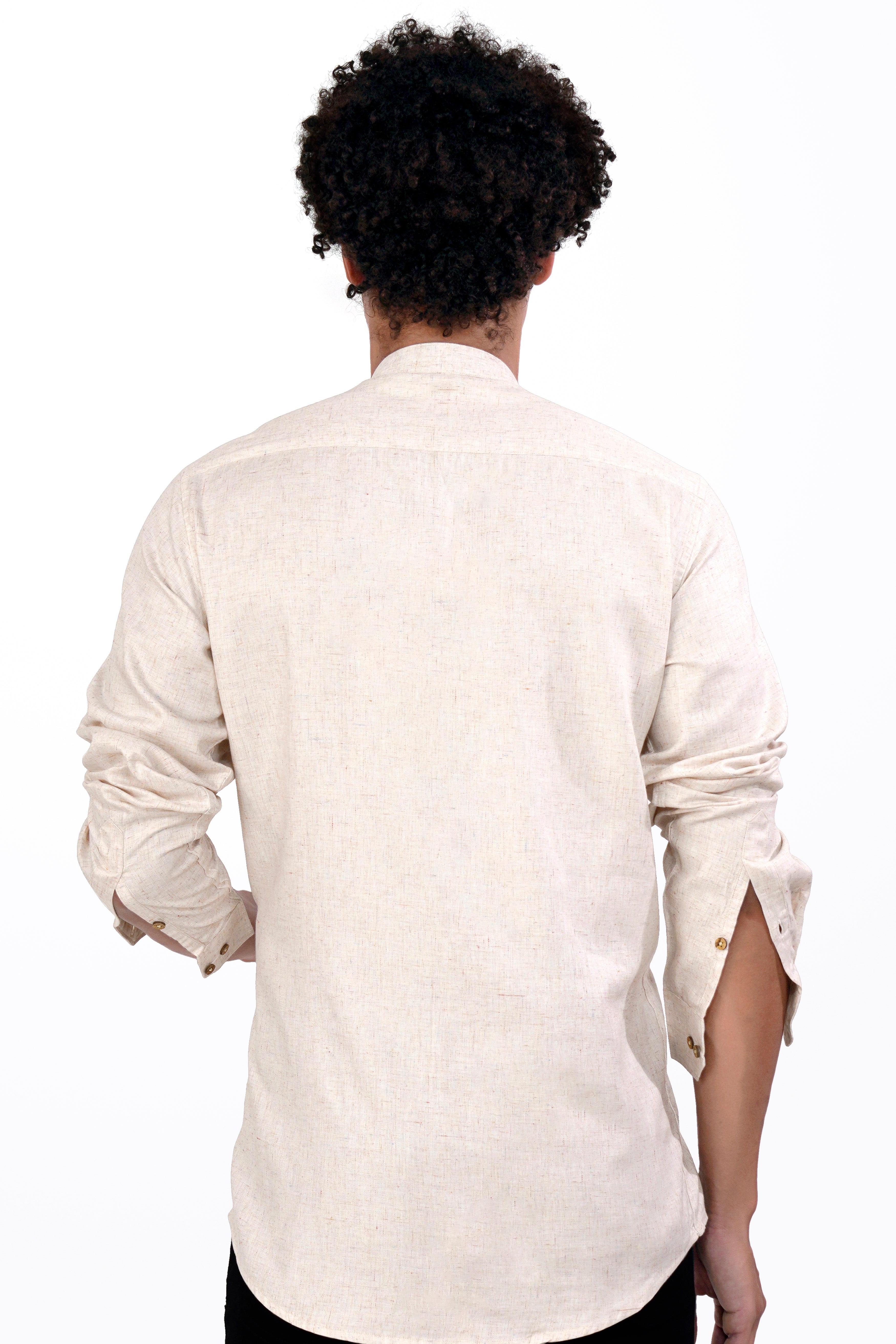 Parchment Brown Chambray Designer Kurta Shirt