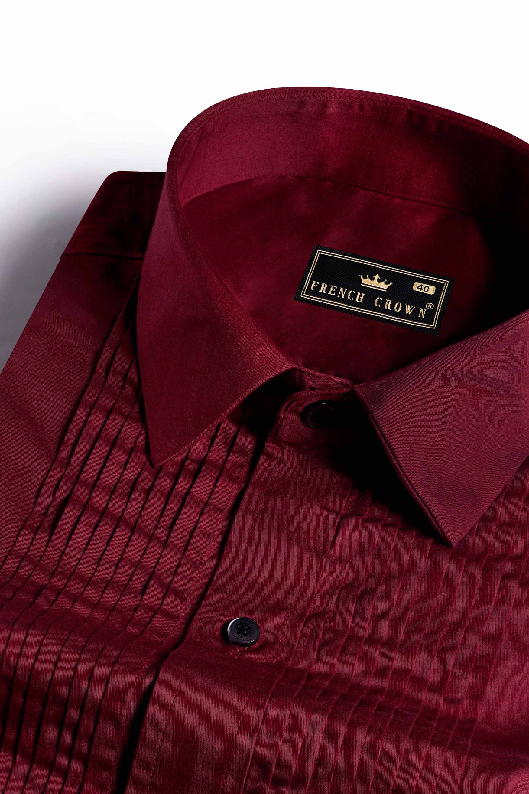 Bordeaux Red Subtle Sheen Super  Soft Premium Cotton Tuxedo Shirt