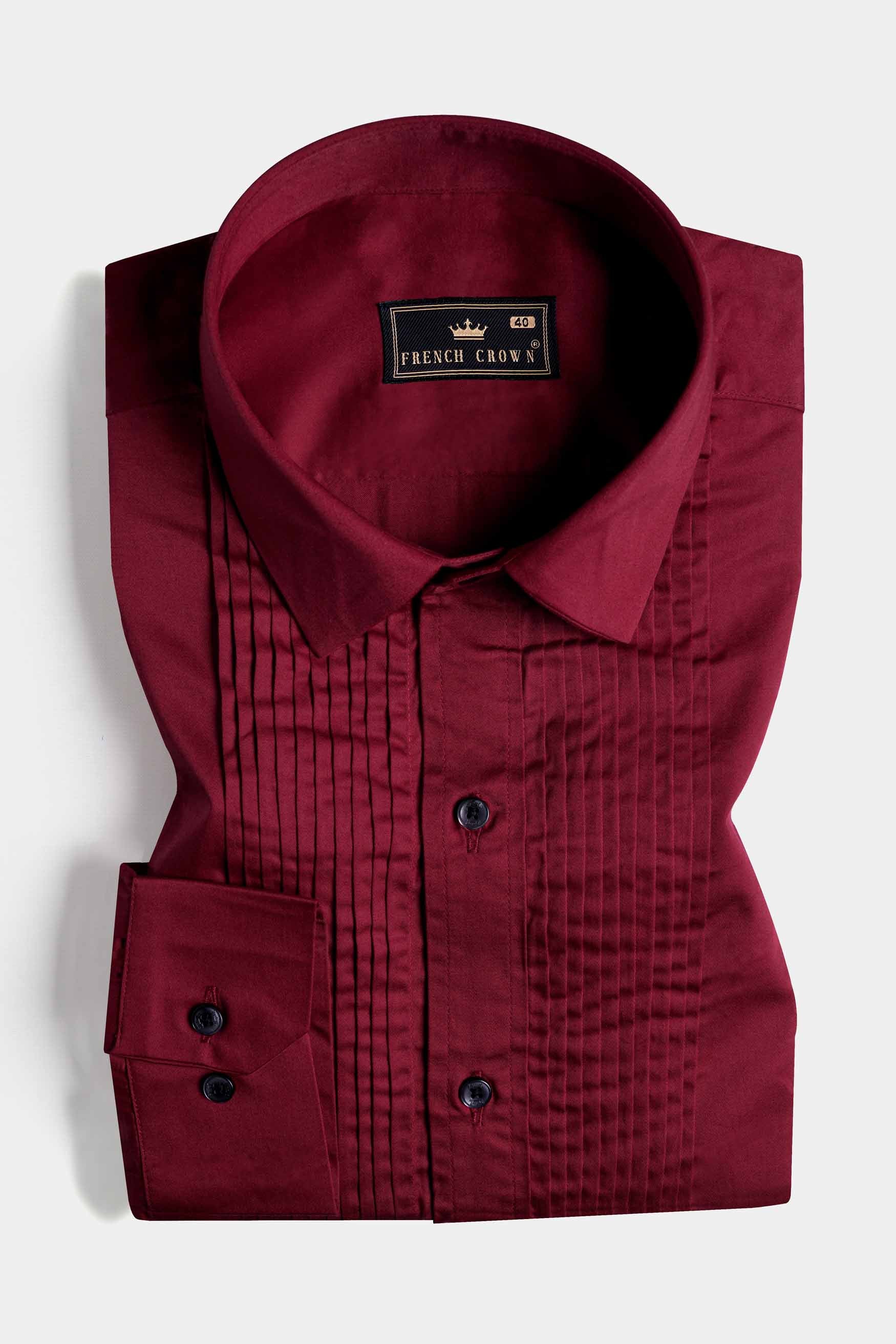 Bordeaux Red Subtle Sheen Super  Soft Premium Cotton Tuxedo Shirt