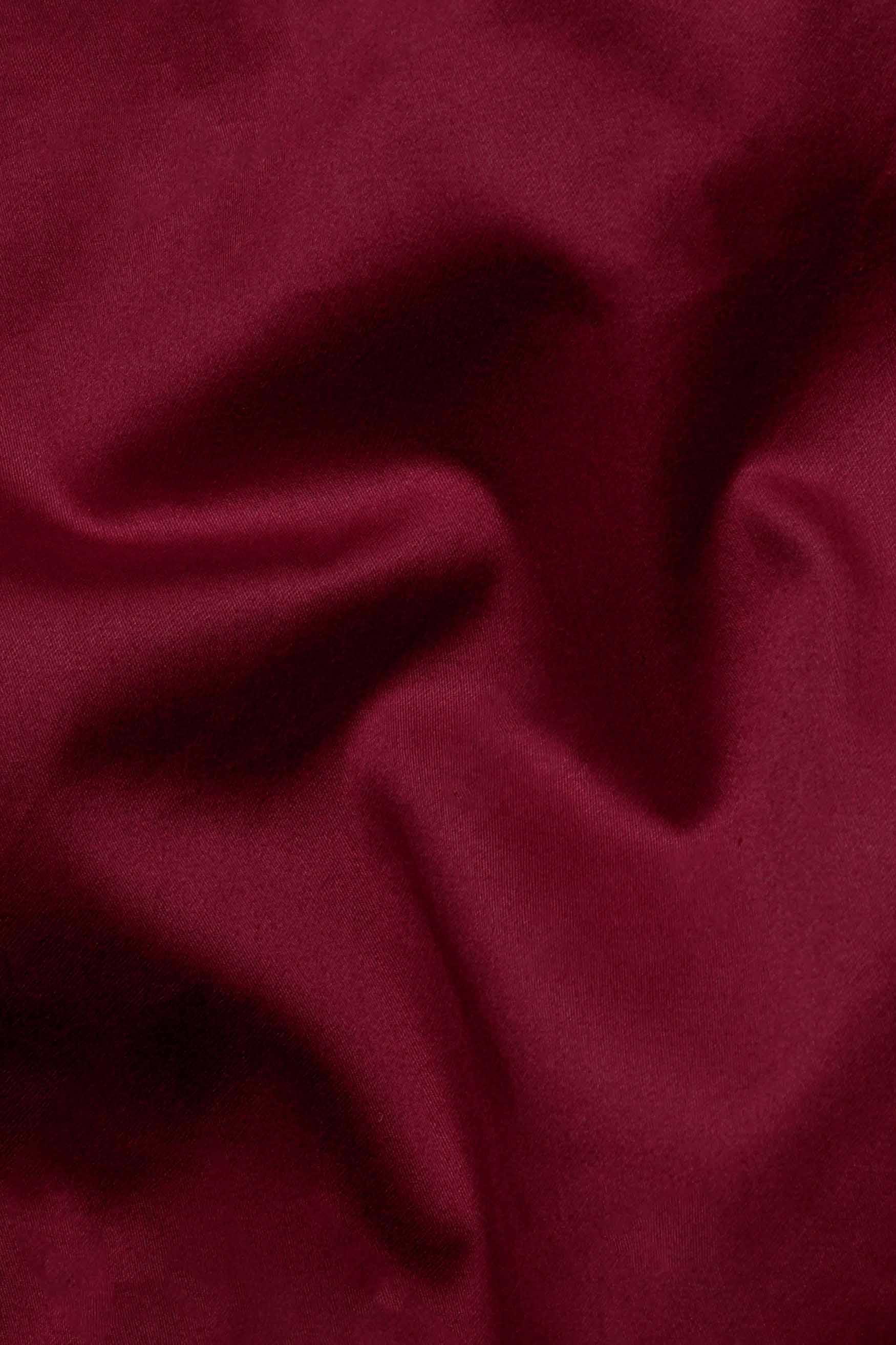 Bordeaux Red Subtle Sheen Super  Soft Premium Cotton Mandarin Shirt