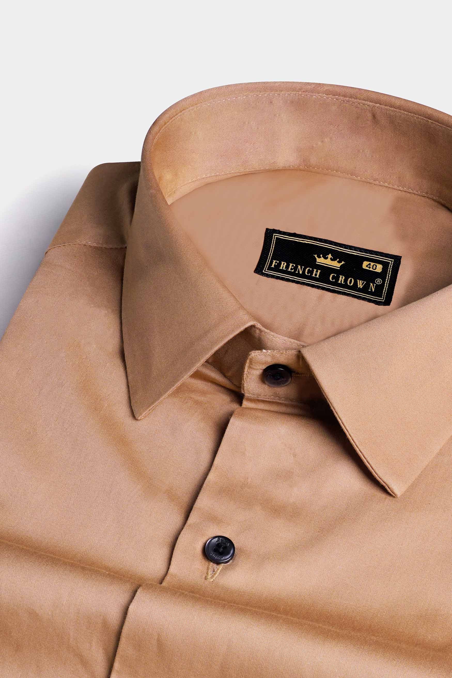 Mocha Brown Subtle Sheen Super  Soft Premium Cotton Shirt