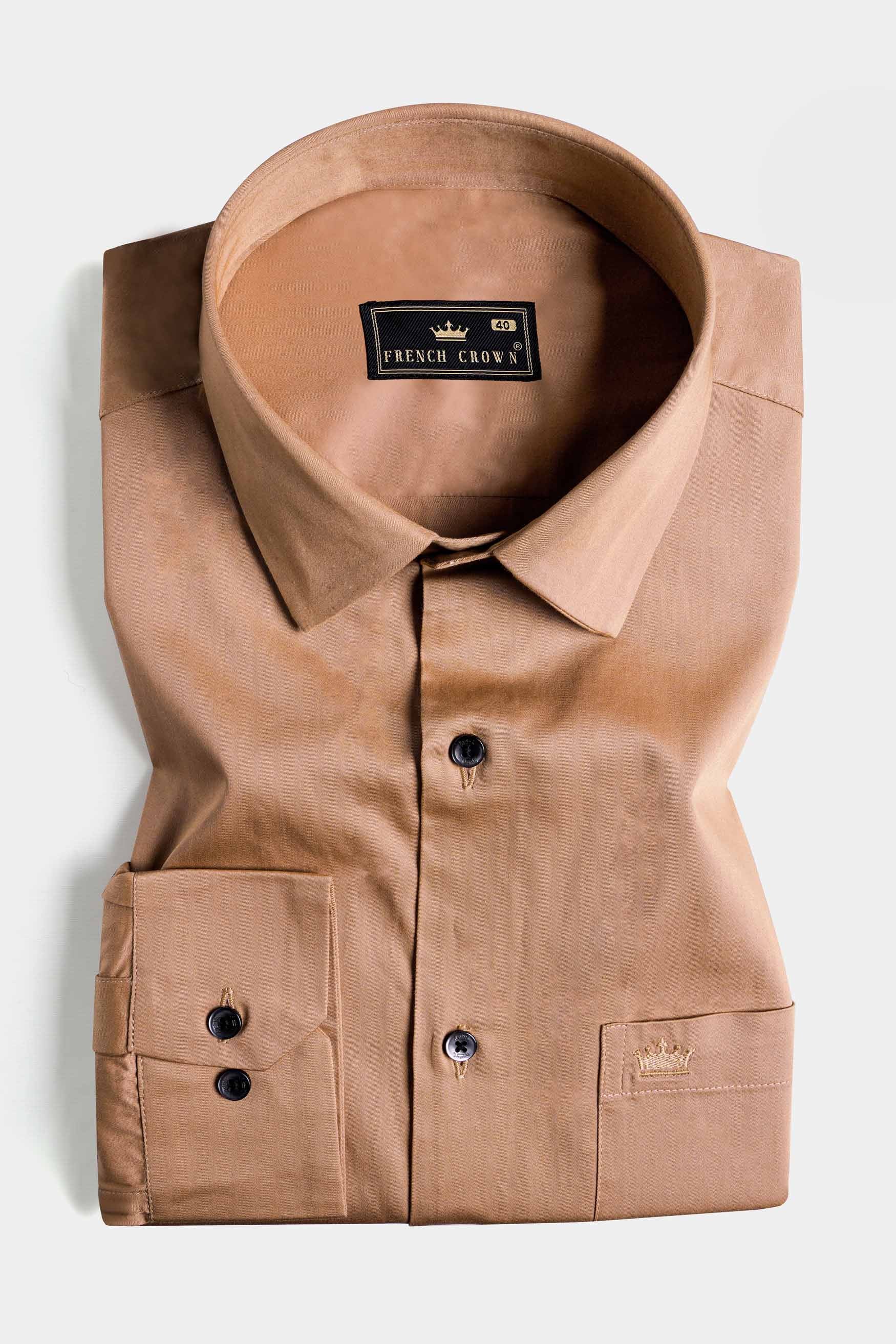 Mocha Brown Subtle Sheen Super  Soft Premium Cotton Shirt
