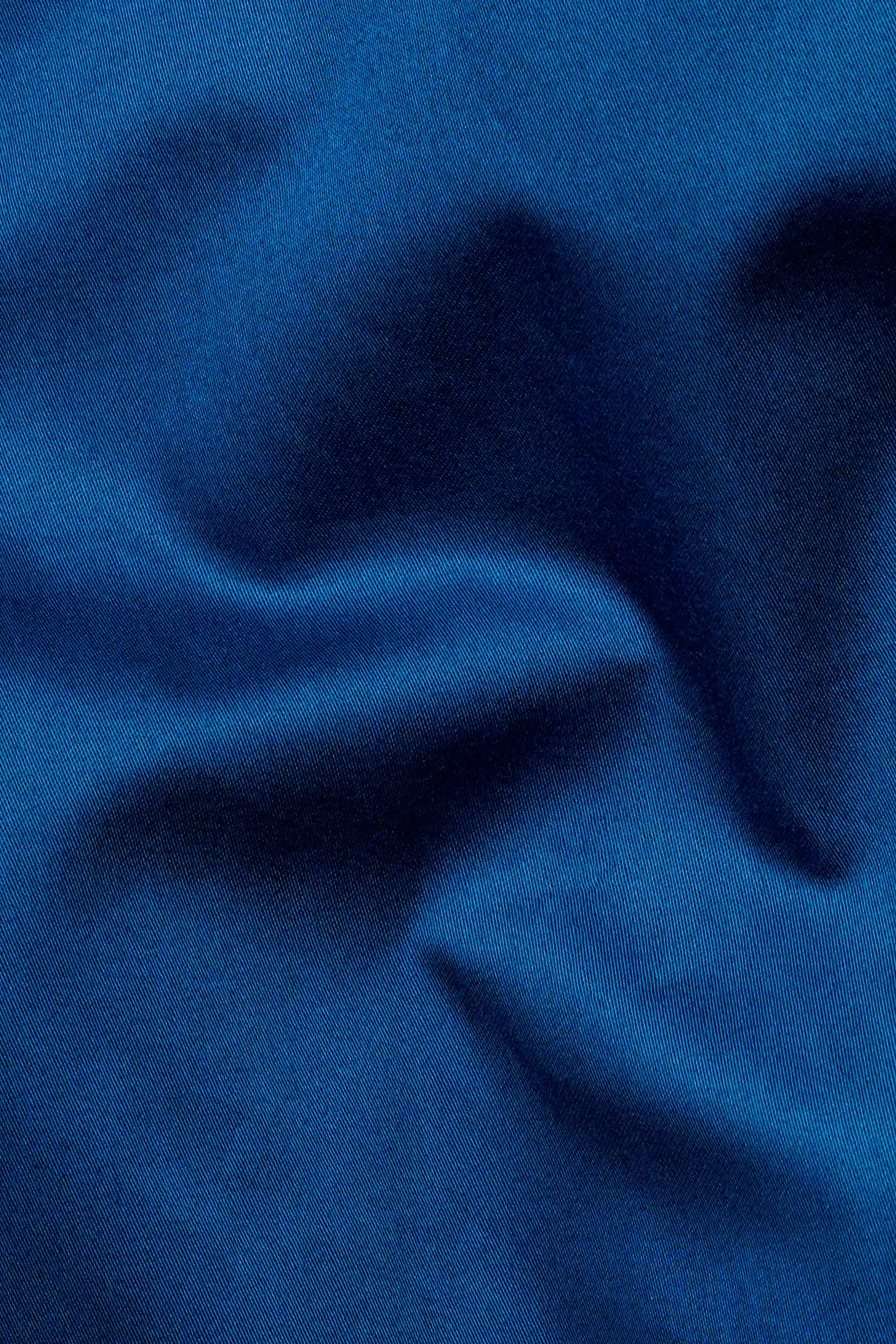 Astronaut Blue Subtle Sheen Super  Soft Premium Cotton Mandarin Shirt