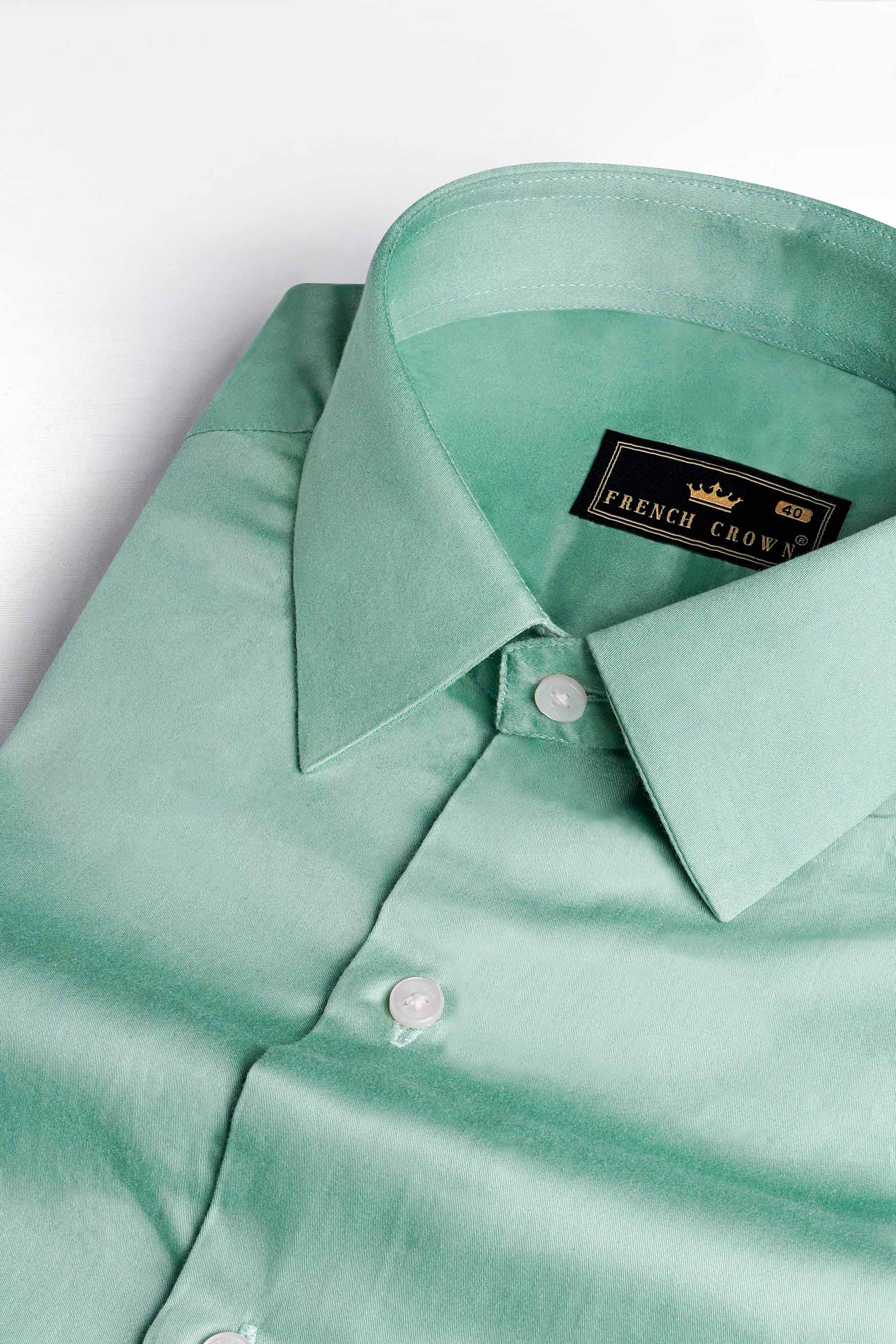 Gulf Stream Green Subtle Sheen Super  Soft Premium Cotton Shirt