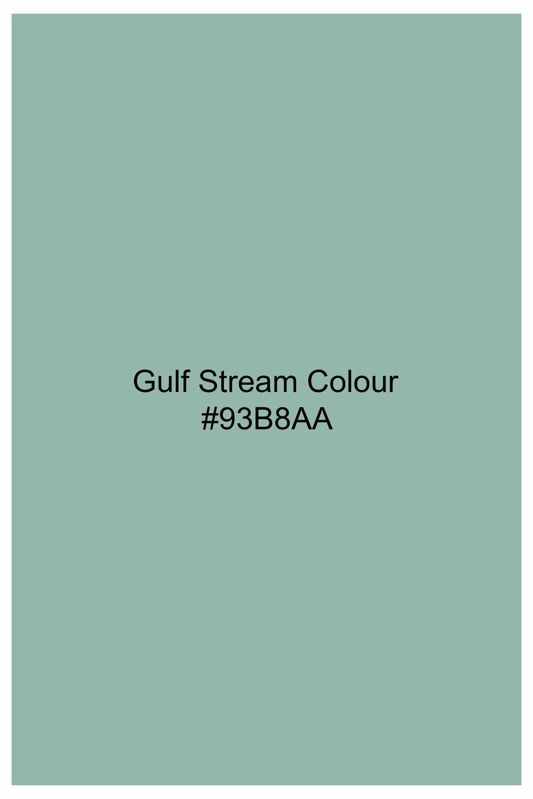 Gulf Stream Green Subtle Sheen Super  Soft Premium Cotton Mandarin Shirt