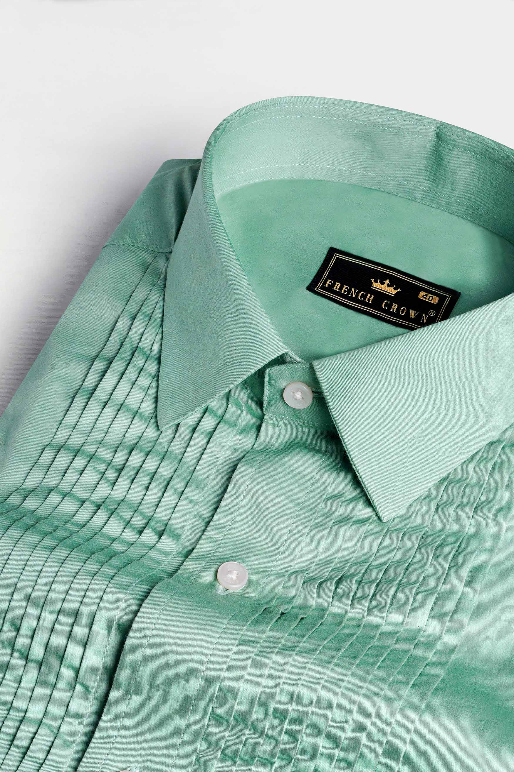Gulf Stream Green Subtle Sheen Super Soft Premium Cotton Tuxedo Shirt