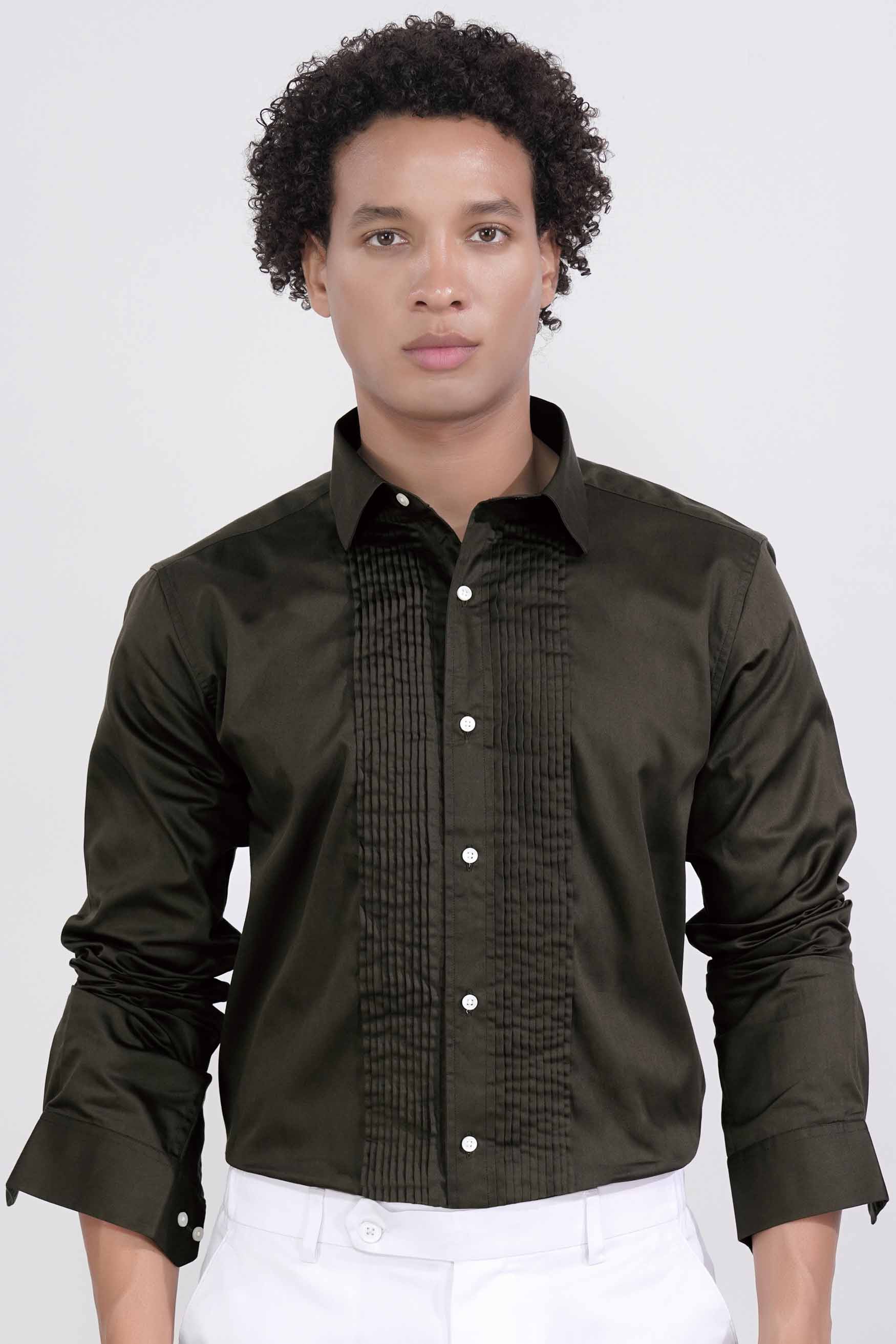 Birch Green Subtle Sheen Super  Soft Premium Cotton Tuxedo Shirt