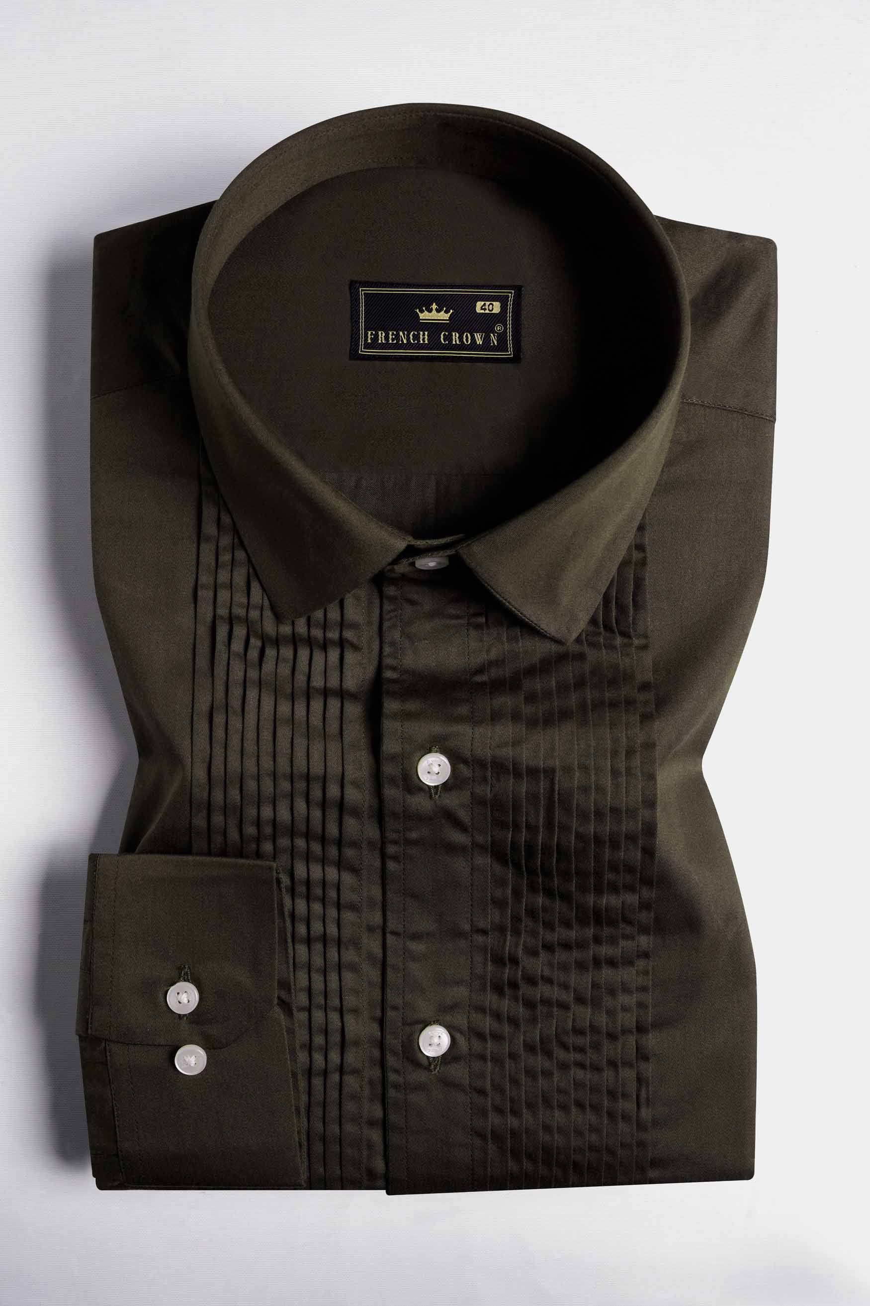 Birch Green Subtle Sheen Super  Soft Premium Cotton Tuxedo Shirt