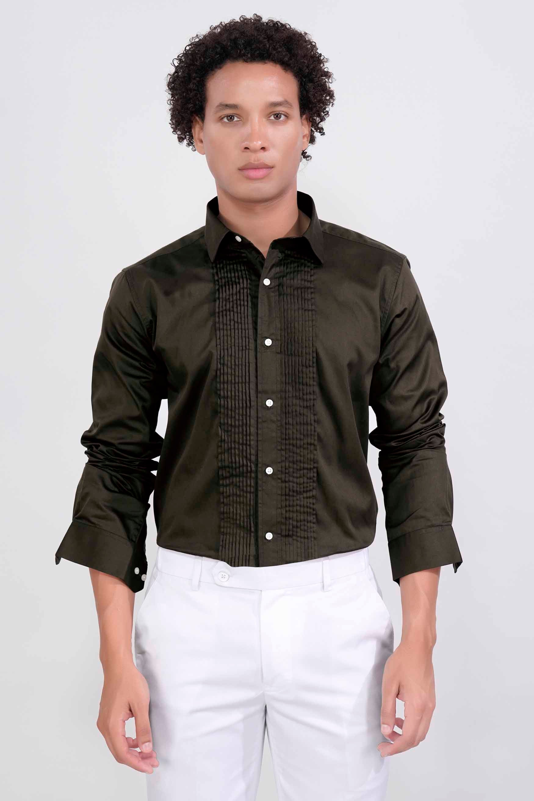 Birch Green Subtle Sheen Super  Soft Premium Cotton Tuxedo Shirt