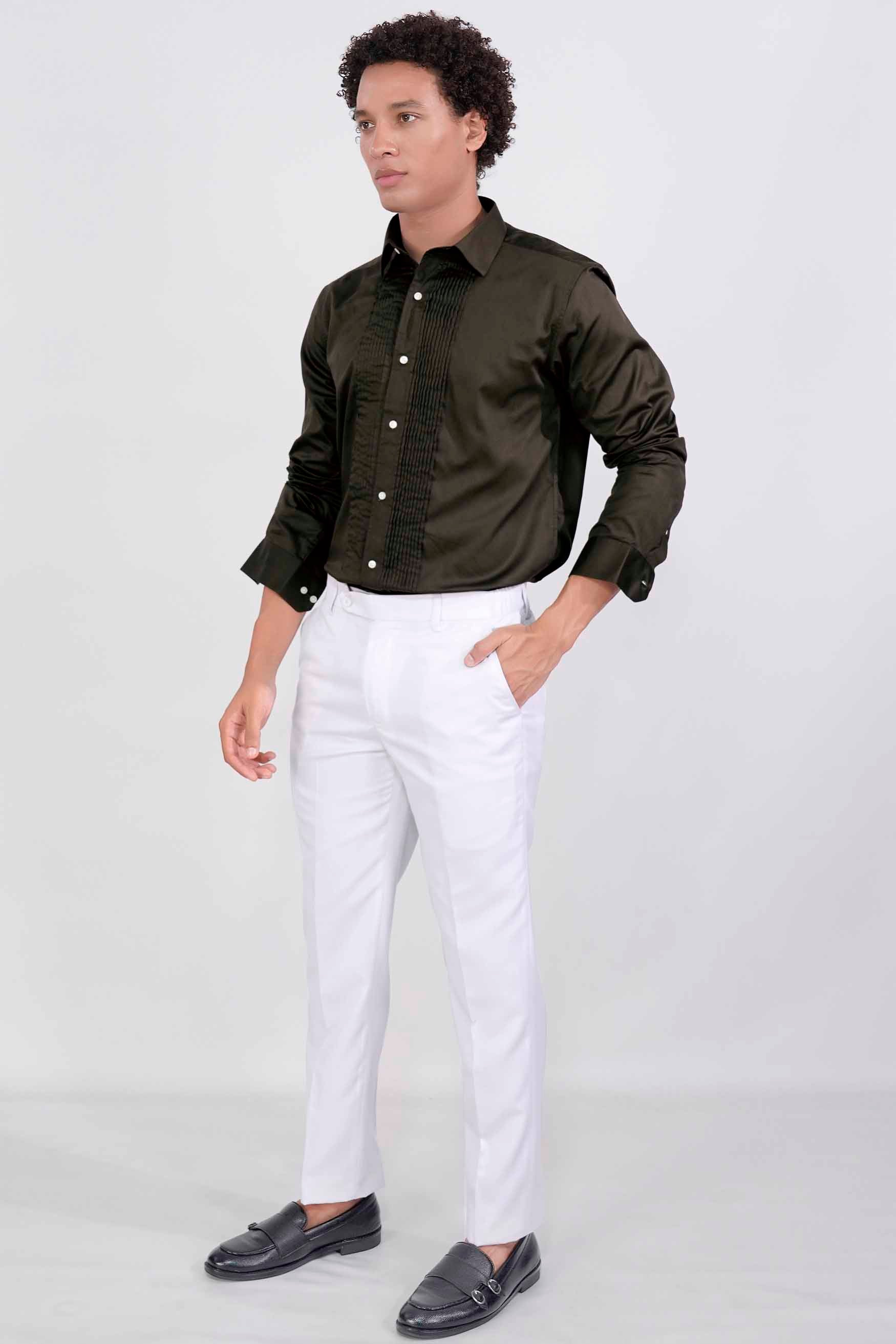 Birch Green Subtle Sheen Super  Soft Premium Cotton Tuxedo Shirt