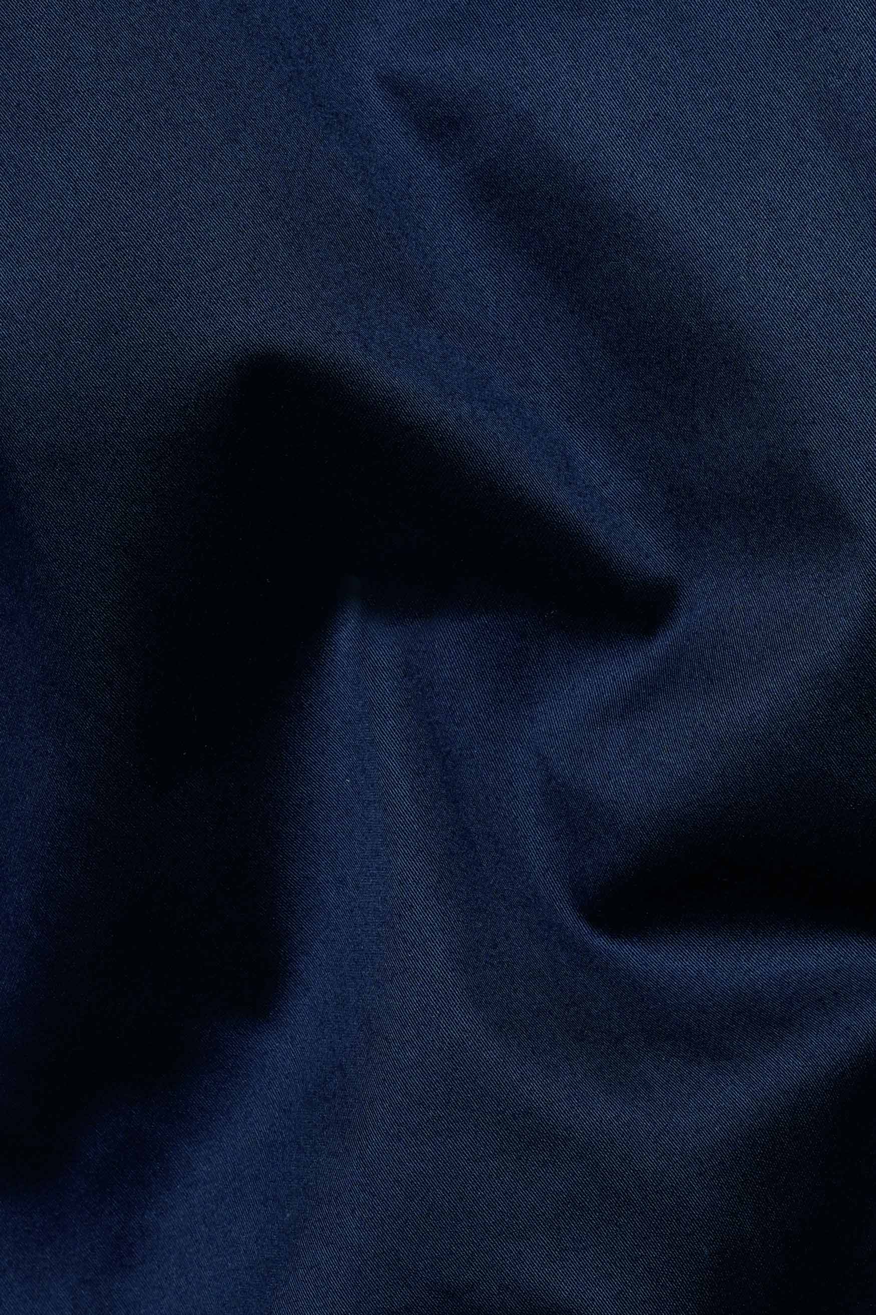 Tangaroa Blue Subtle Sheen Super  Soft Premium Cotton Mandarin Shirt