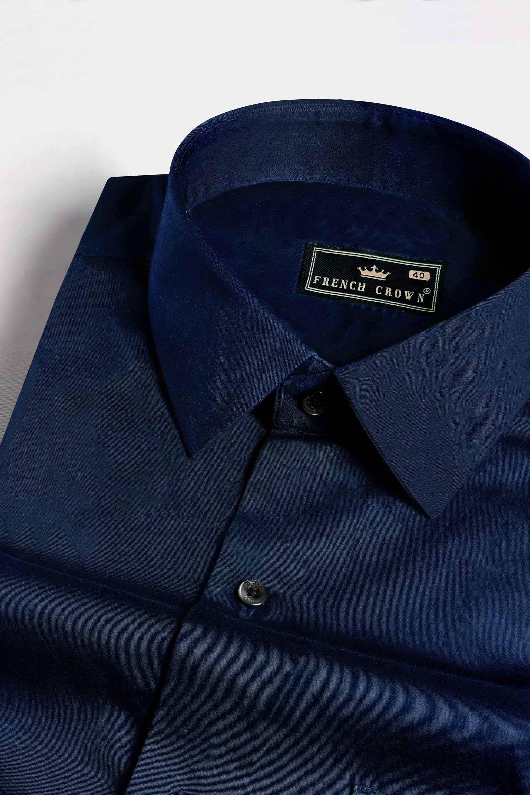 Tangaroa Blue Subtle Sheen Super  Soft Premium Cotton Shirt