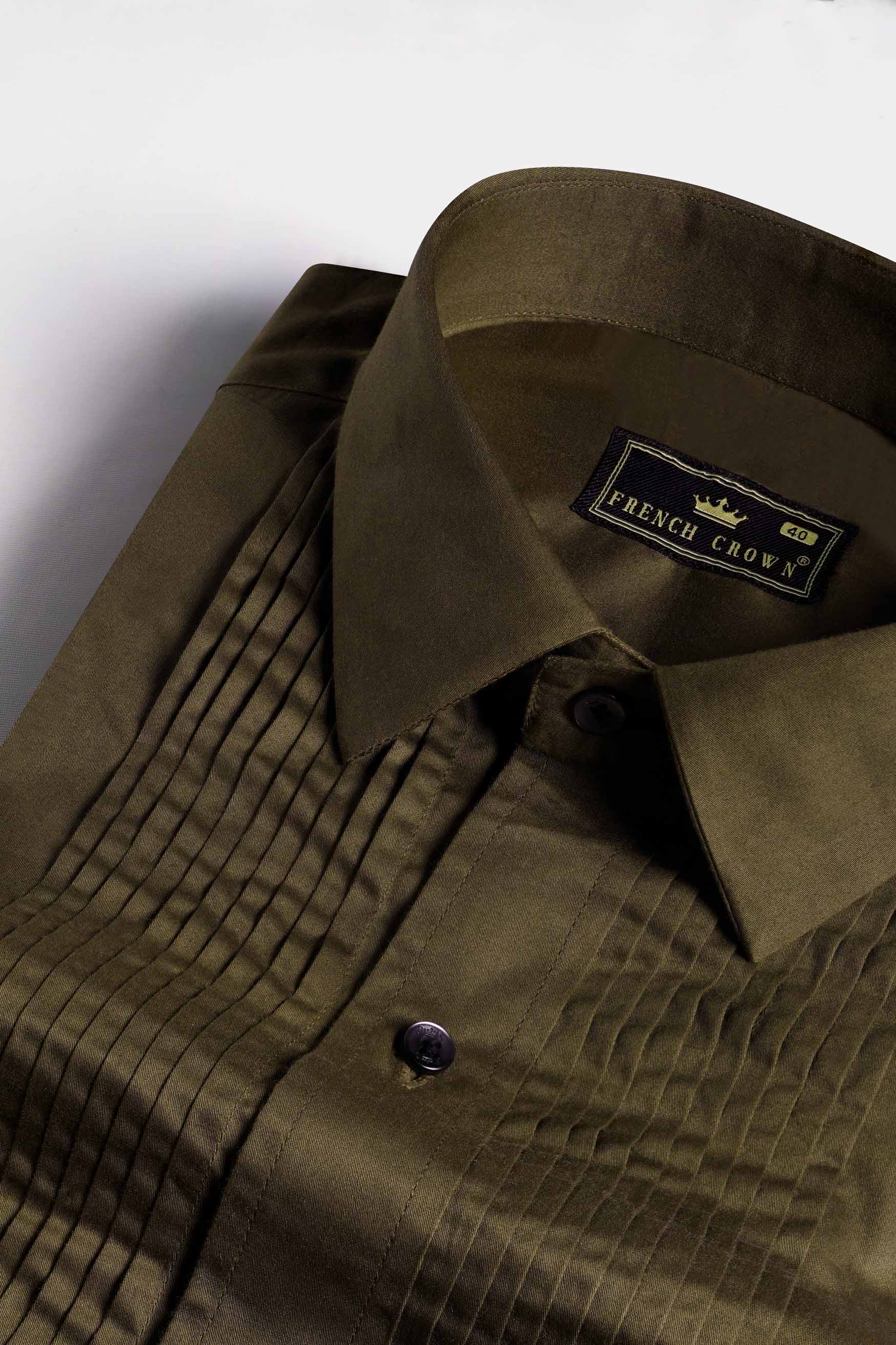 Iroko Brown Subtle Sheen Super  Soft Premium Cotton Tuxedo Shirt