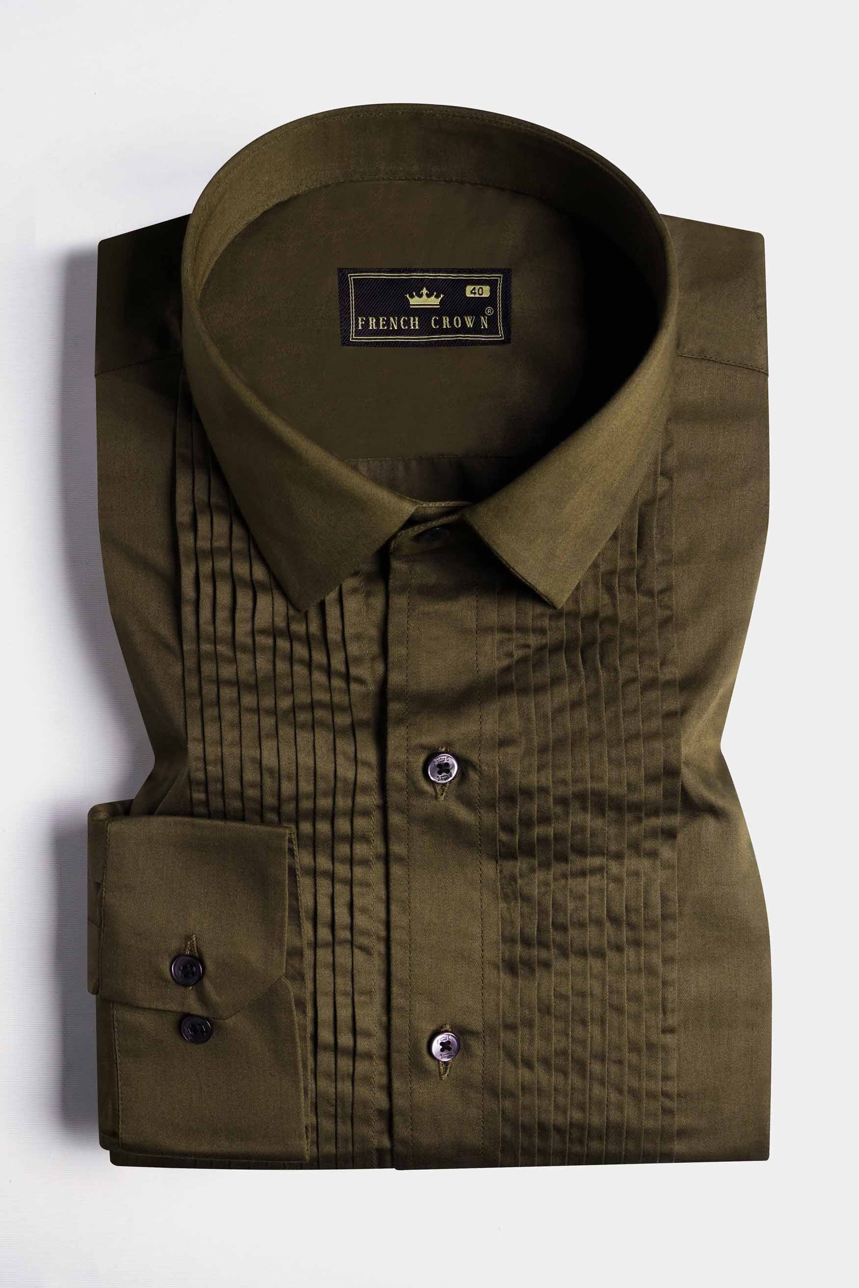 Iroko Brown Subtle Sheen Super  Soft Premium Cotton Tuxedo Shirt