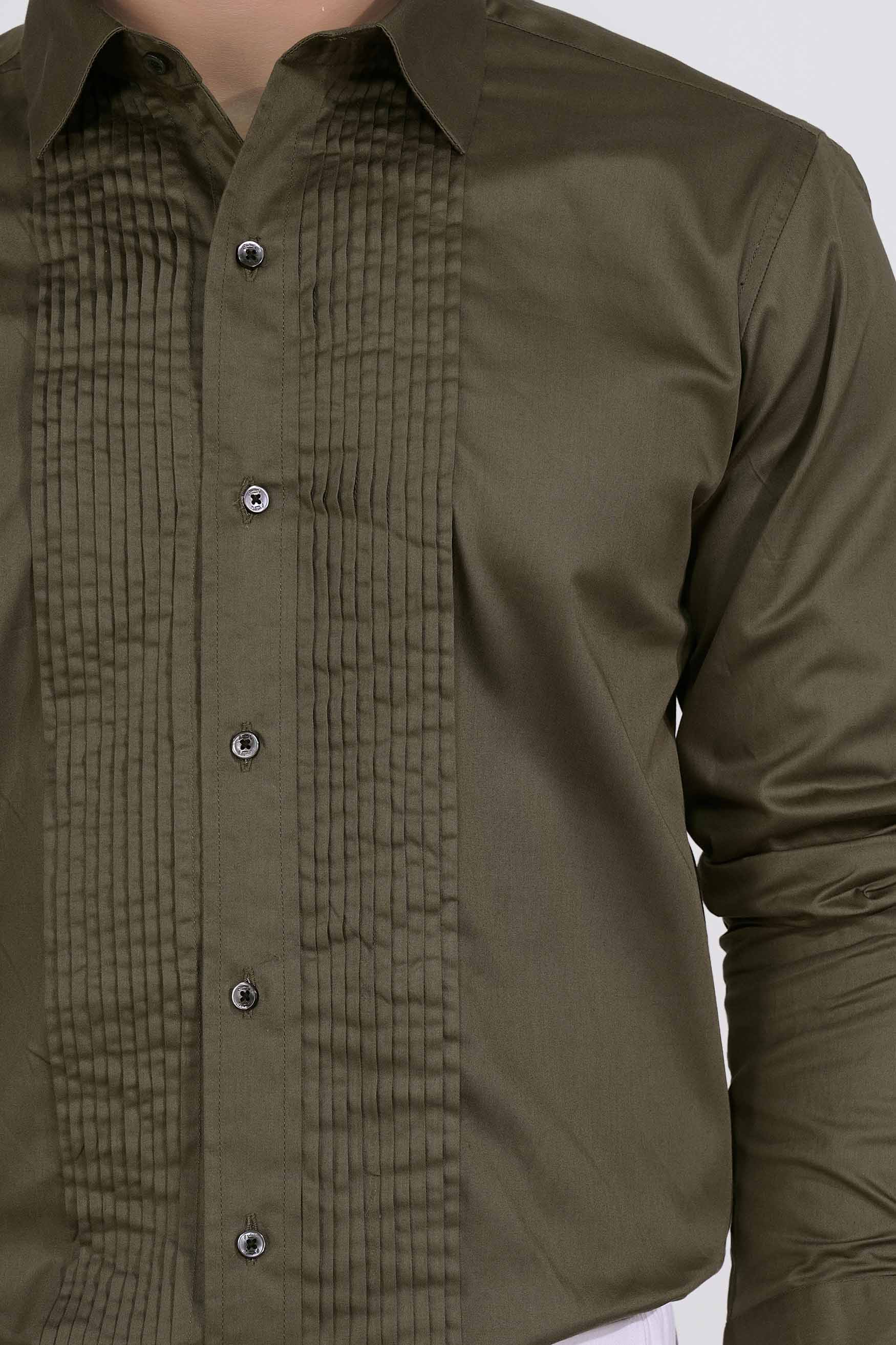 Iroko Brown Subtle Sheen Super  Soft Premium Cotton Tuxedo Shirt