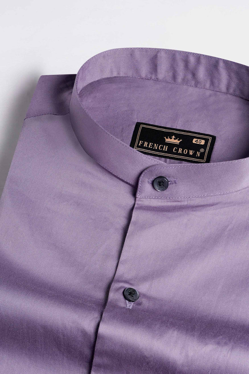Amethyst Smoke Lavender Subtle Sheen Super Soft Premium Cotton Mandarin Shirt