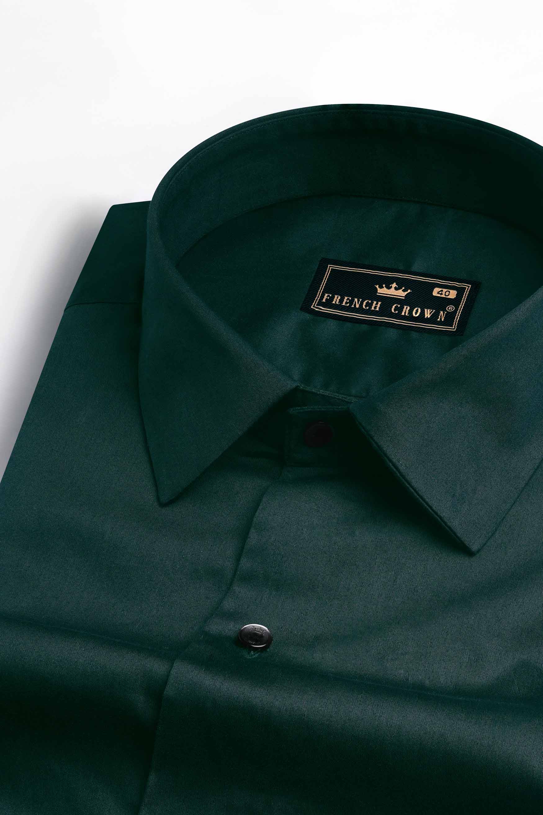 Burnham Green Subtle Sheen Super Soft Premium Cotton Shirt
