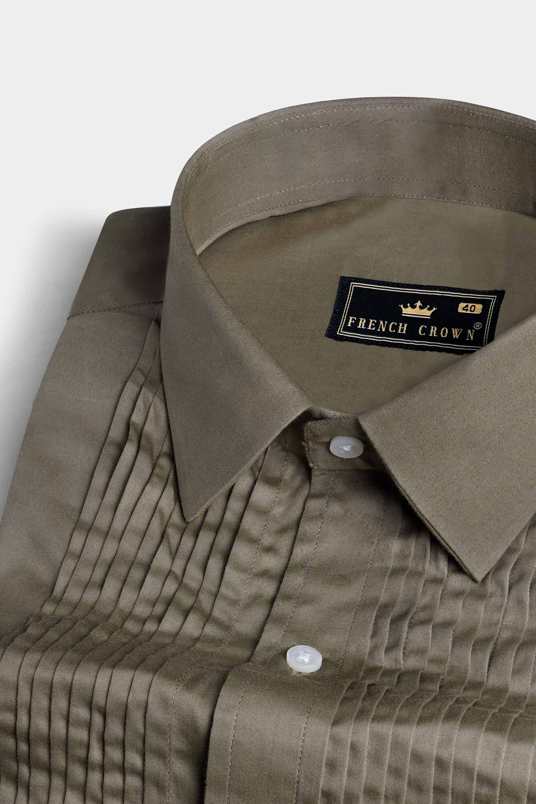 Sandstone Brown Subtle Sheen Super Soft Premium Cotton Tuxedo Shirt