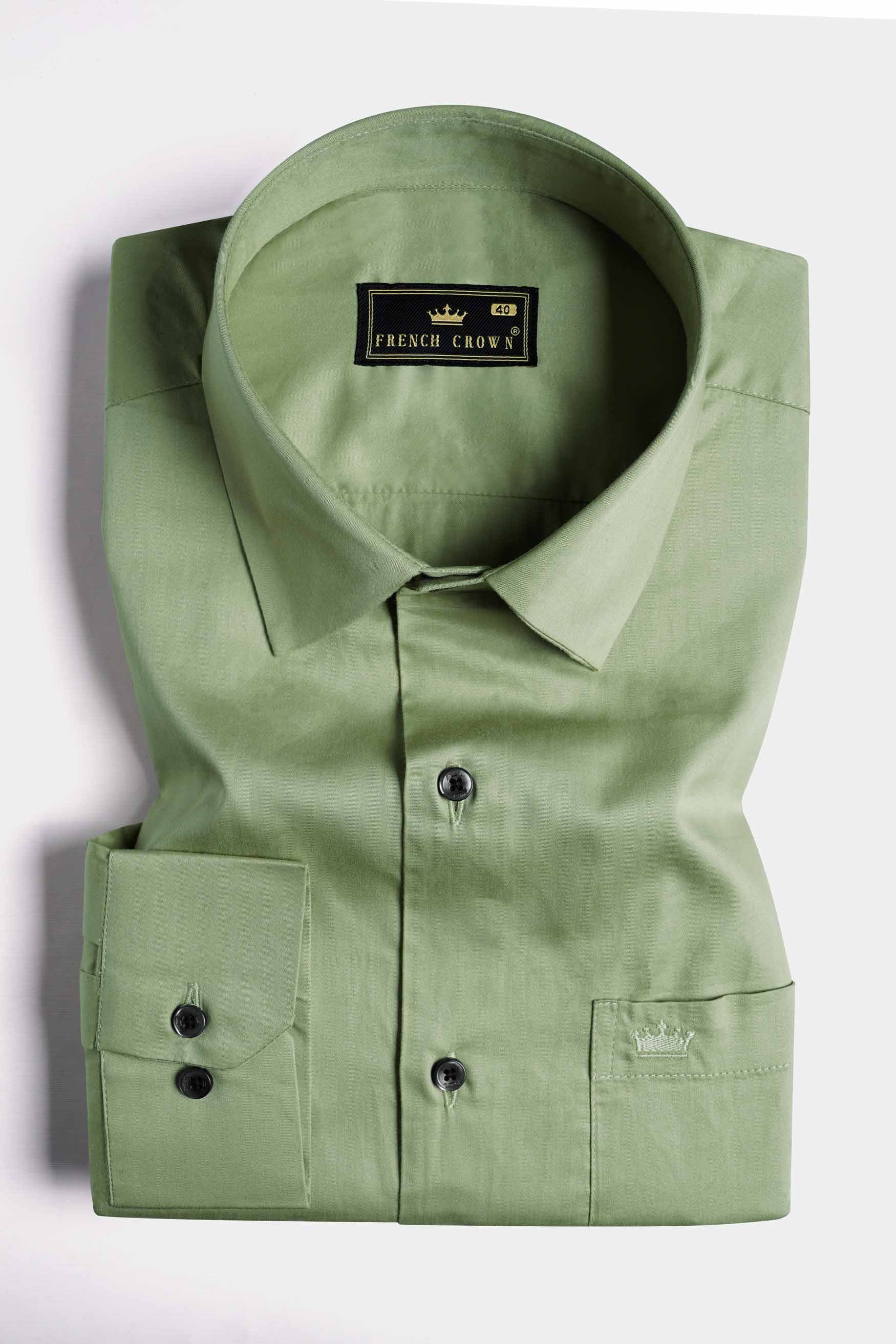 Pale Oyster Green Subtle Sheen Super Soft Premium Cotton Shirt