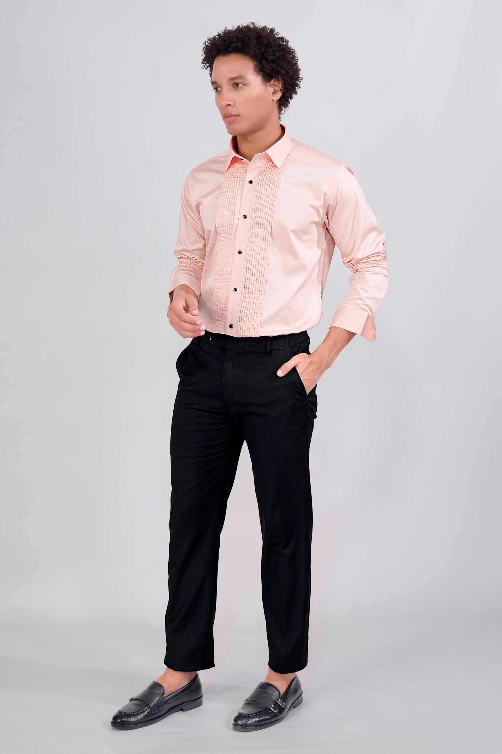 Oyster Pink Subtle Sheen Super Soft Premium Cotton Tuxedo Shirt