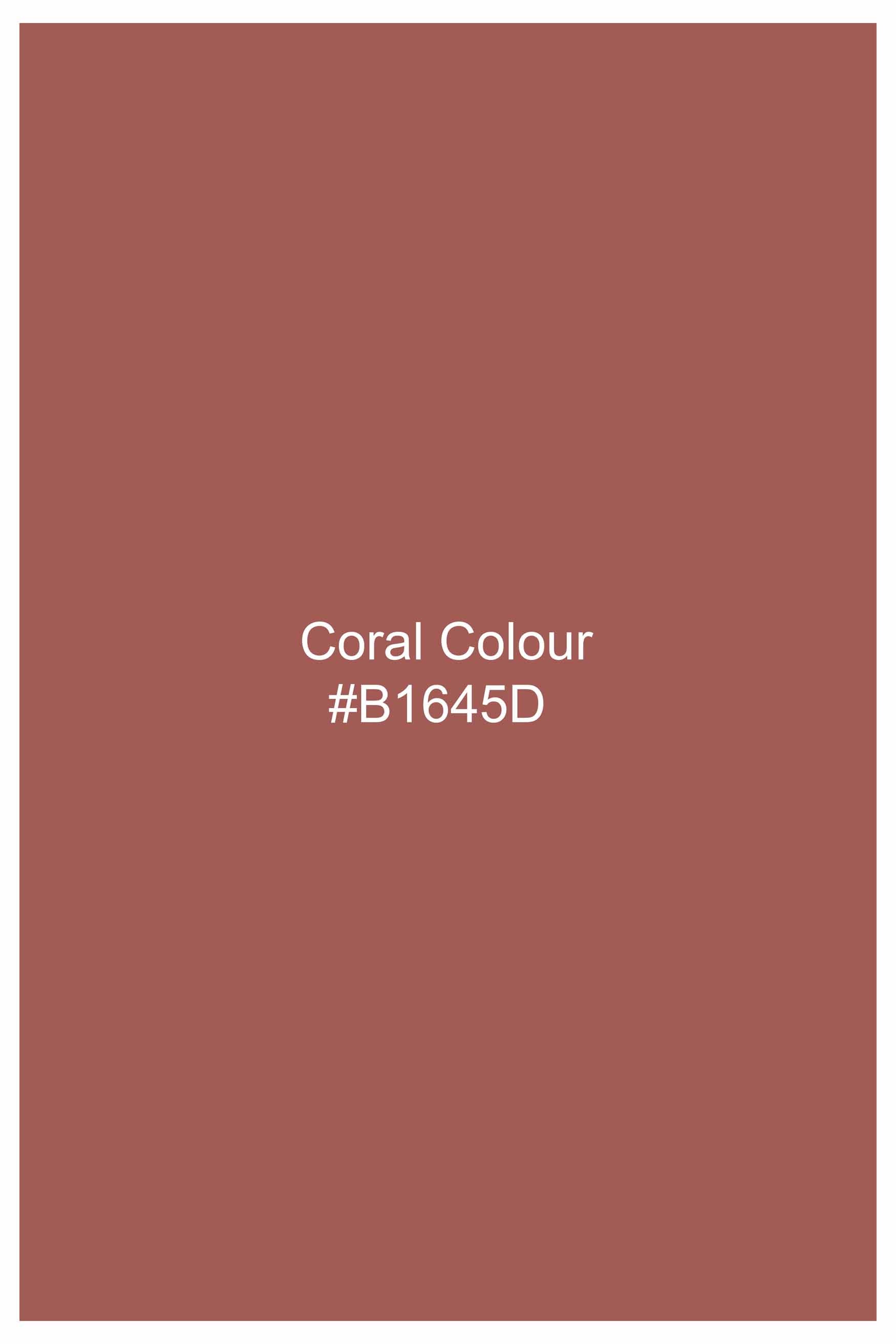 Coral Pink Subtle Sheen Super Soft Premium Cotton Mandarin Shirt