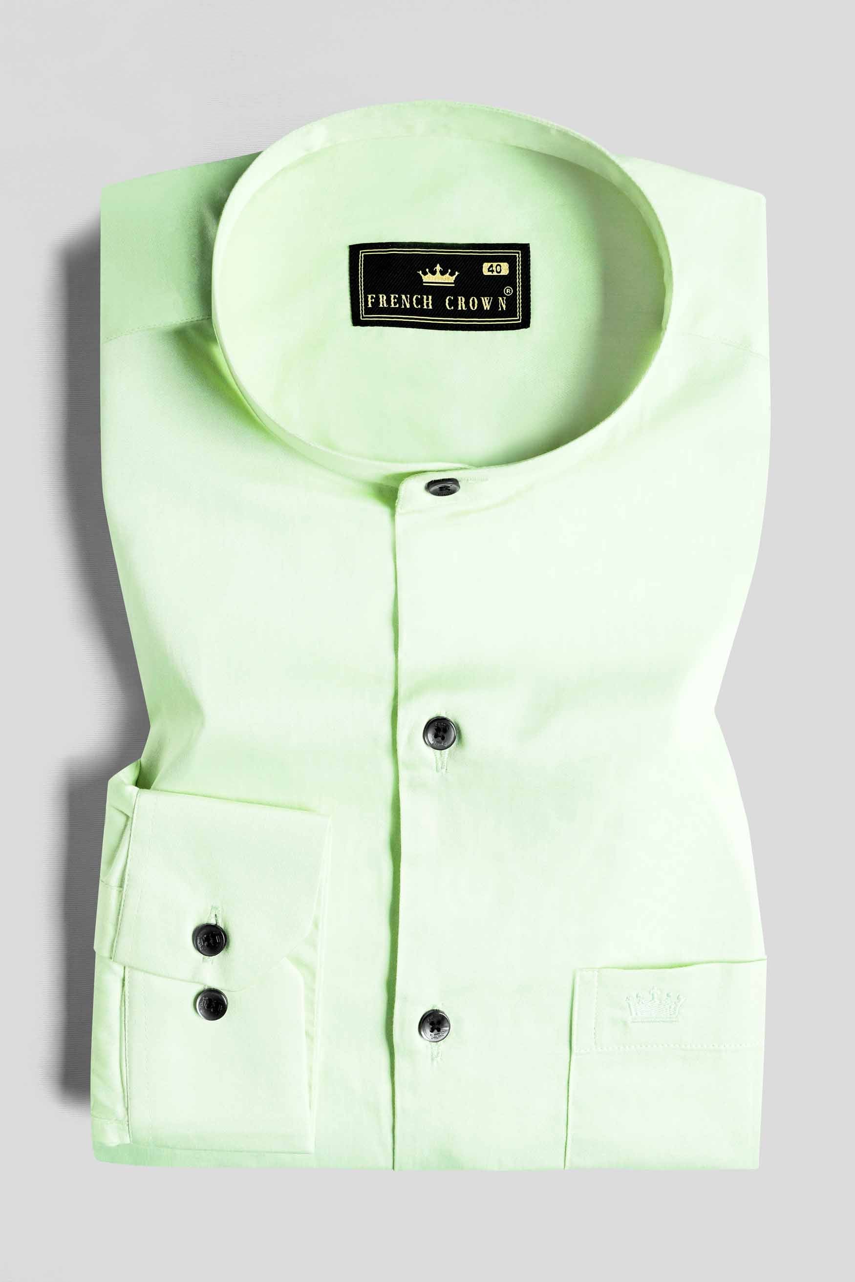 Sage Green Subtle Sheen Super Soft Premium Cotton Mandarin Shirt