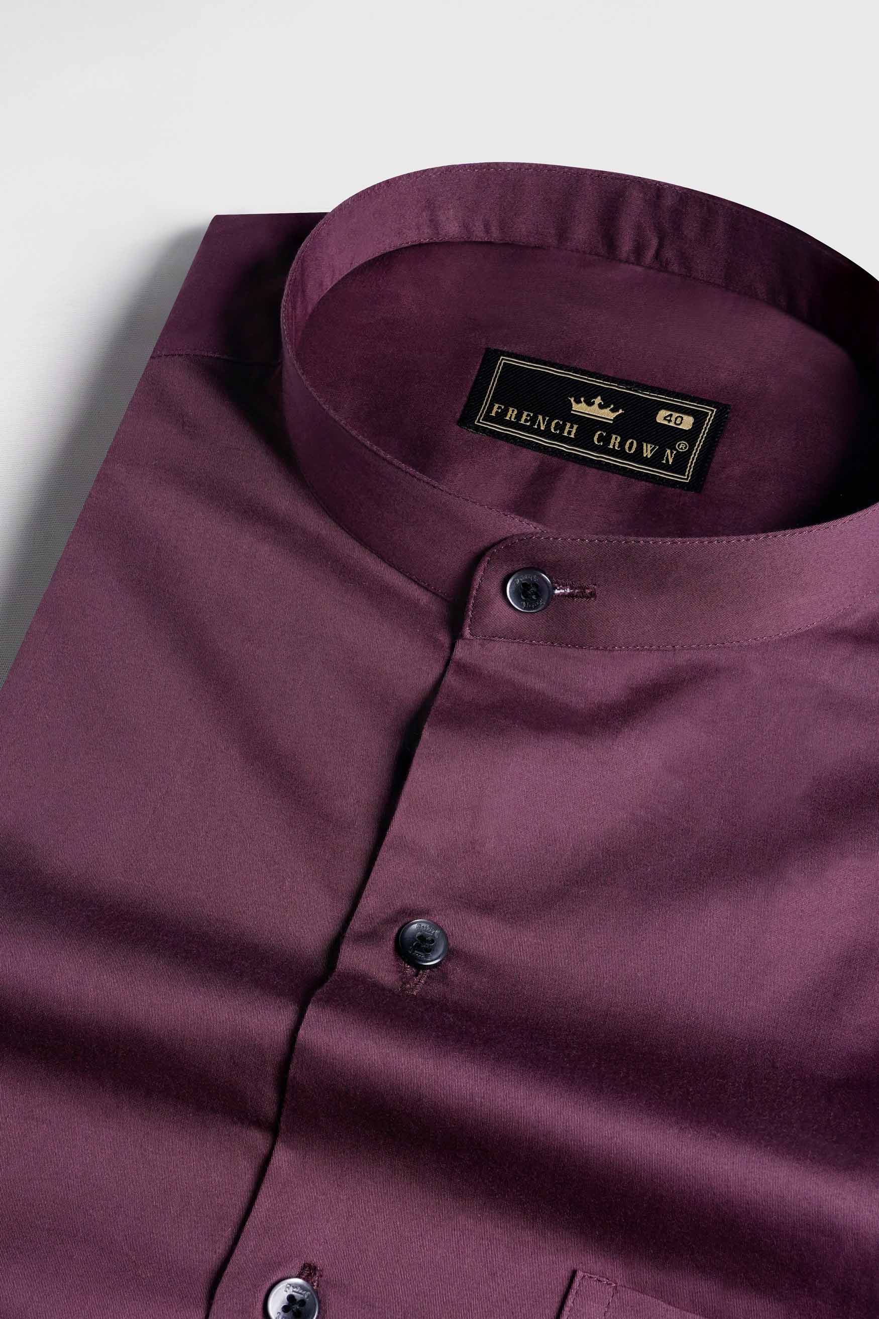 Matterhorn Maroon Subtle Sheen Super Soft Premium Cotton Mandarin Shirt