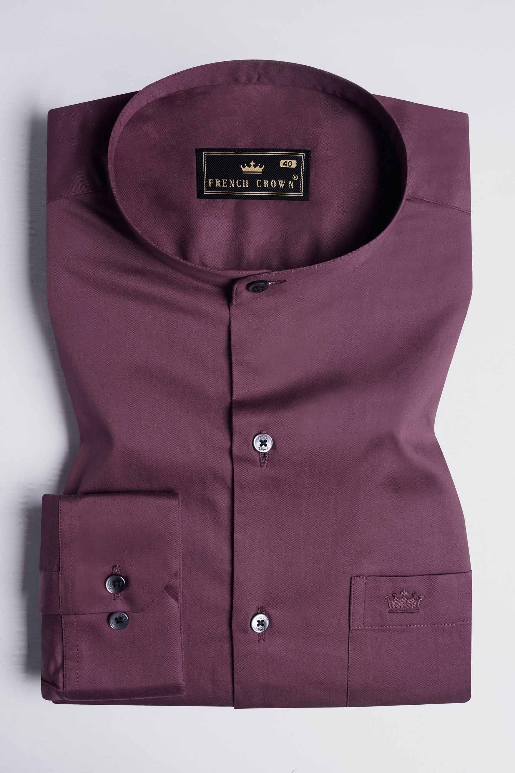 Matterhorn Maroon Subtle Sheen Super Soft Premium Cotton Mandarin Shirt