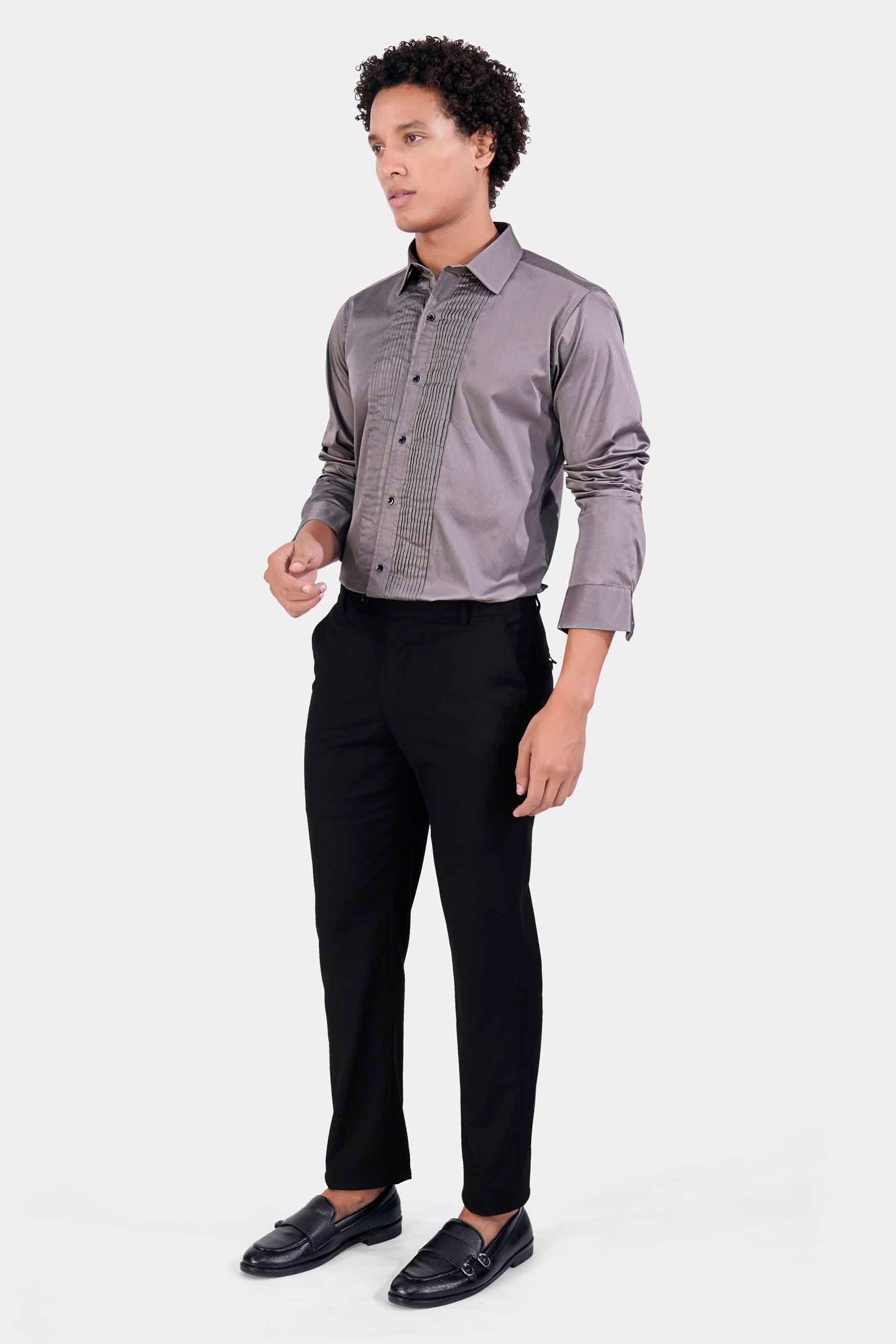 Heather Gray Subtle Sheen Super Soft Premium Cotton Tuxedo Shirt