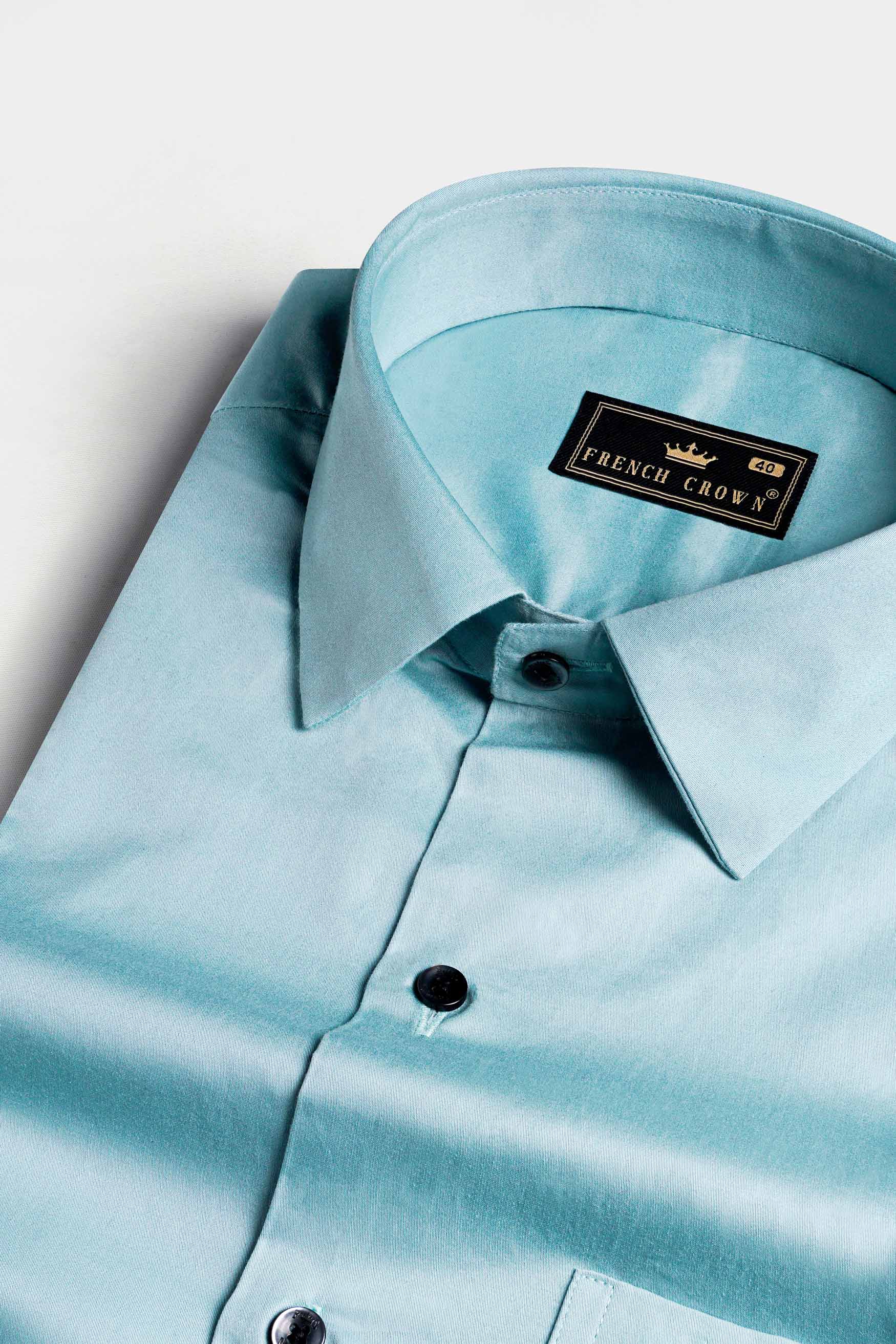 Casper Blue Subtle Sheen Super Soft Premium Cotton Shirt