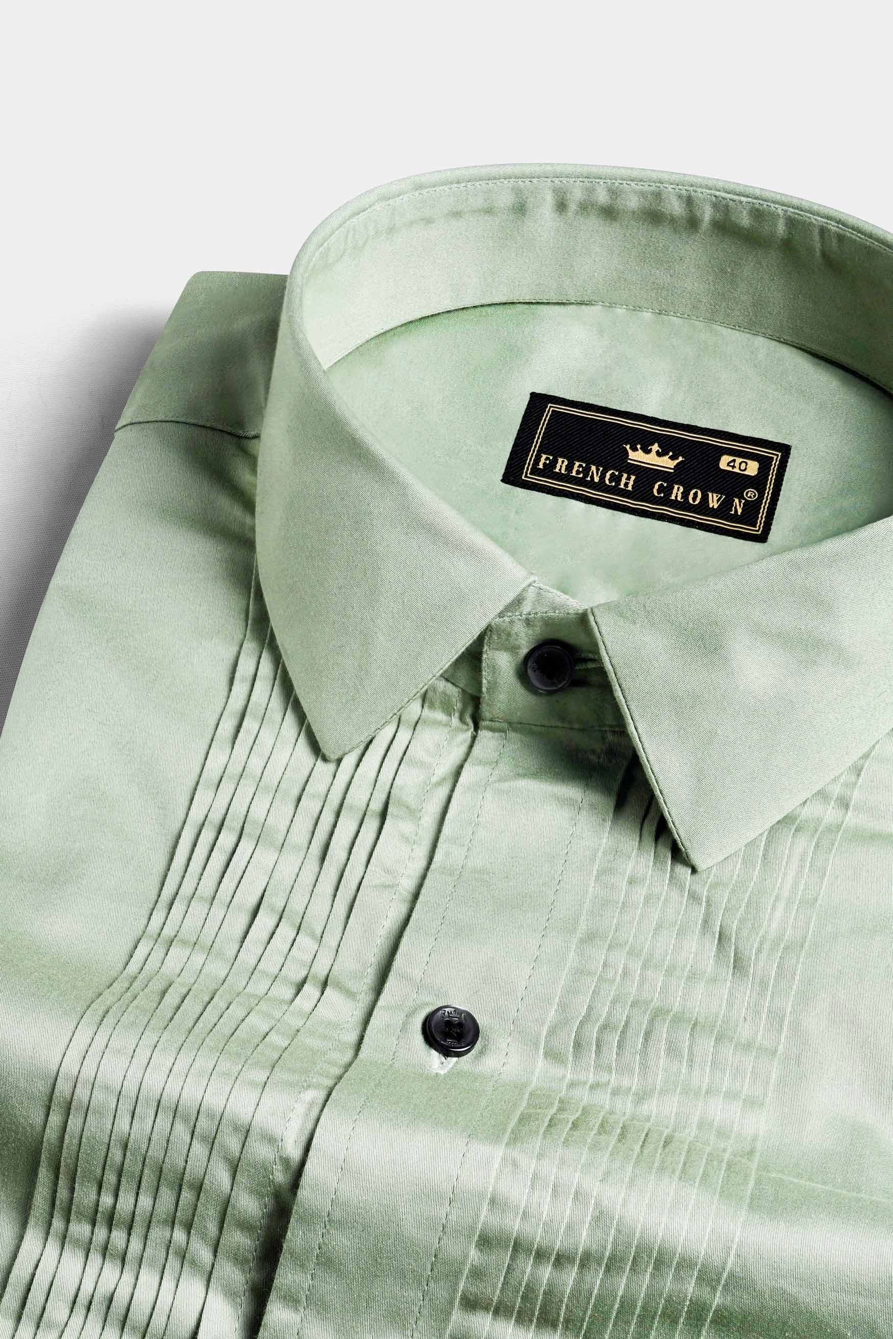 Laurel Green Subtle Sheen Super Soft Premium Cotton Tuxedo Shirt