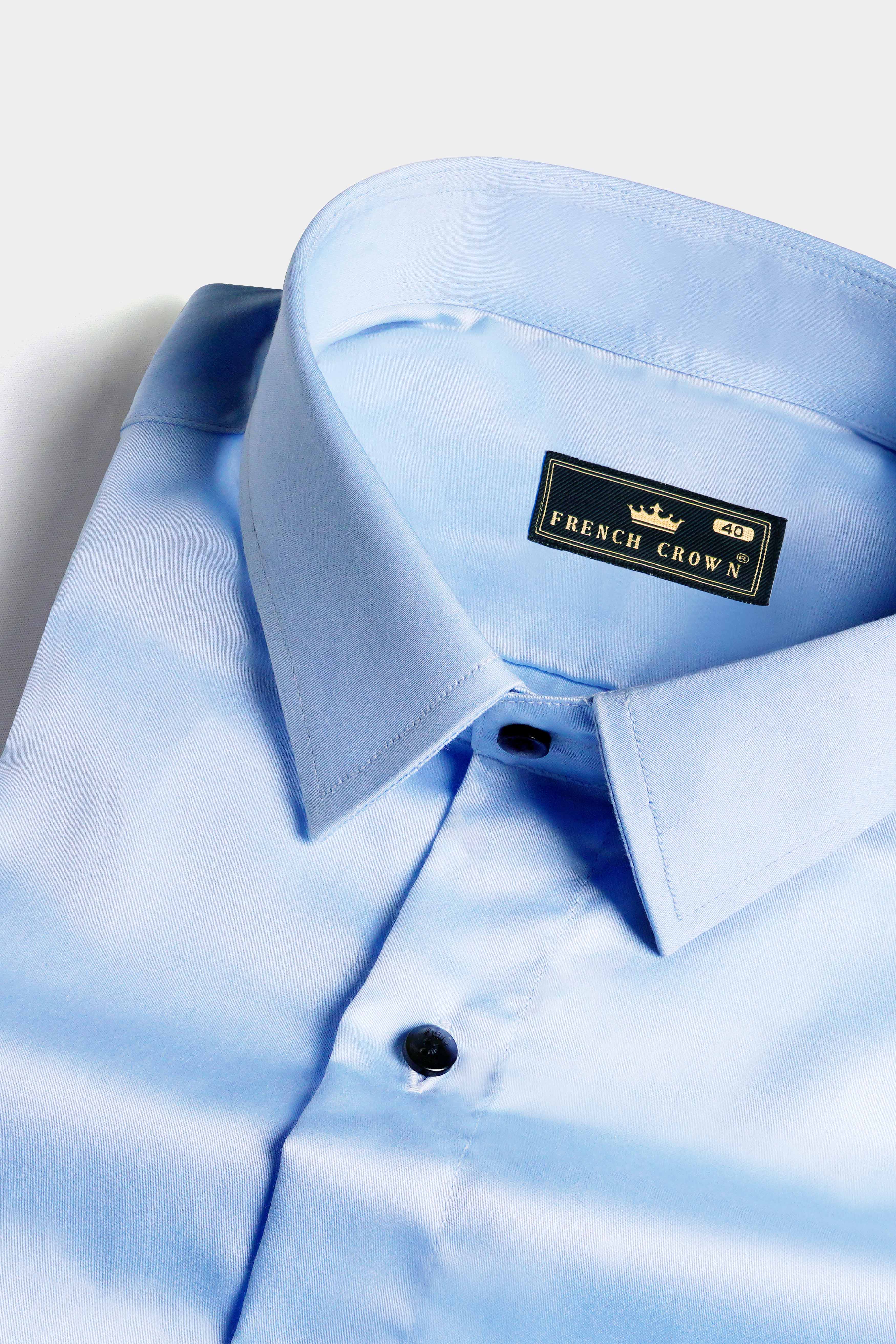 Blizzard Blue Subtle Sheen Super Soft Premium Cotton Shirt