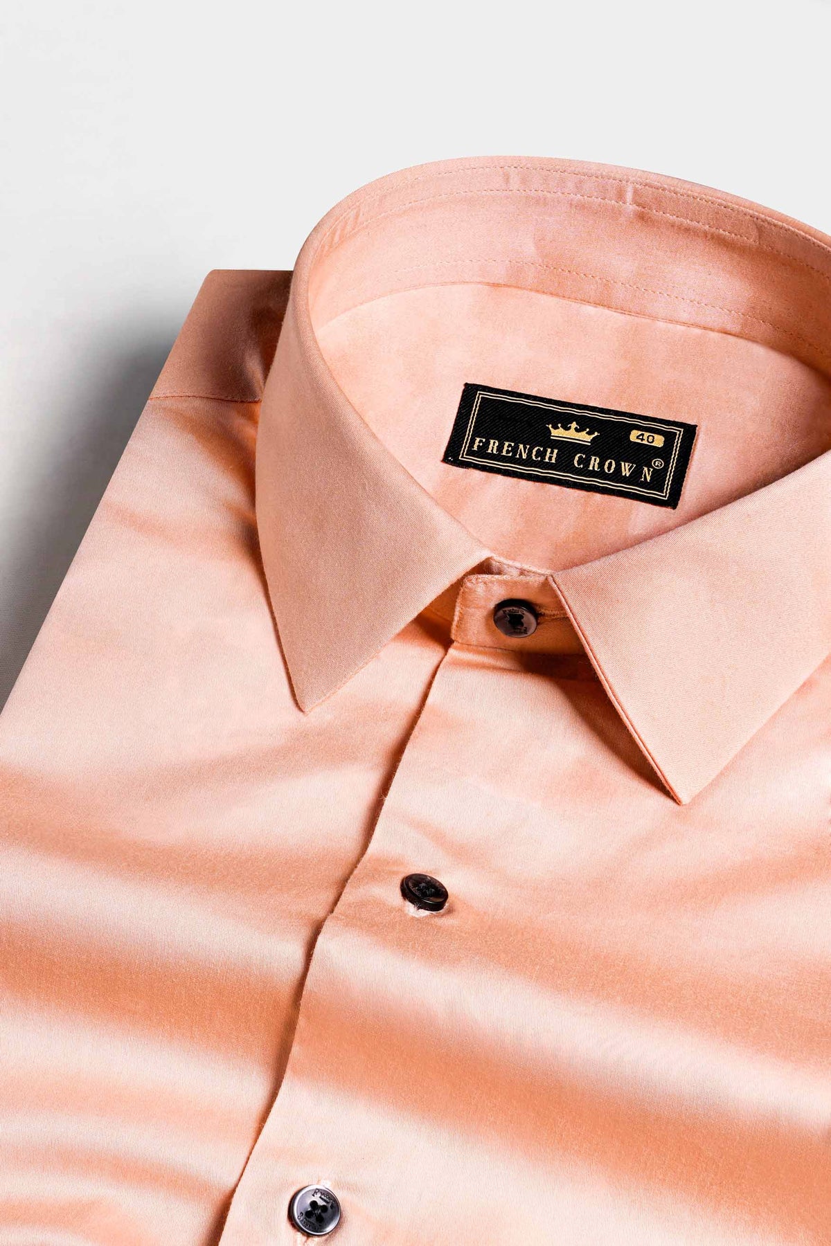 Apricot Peach Subtle Sheen Super Soft Premium Cotton Shirt Without Pocket