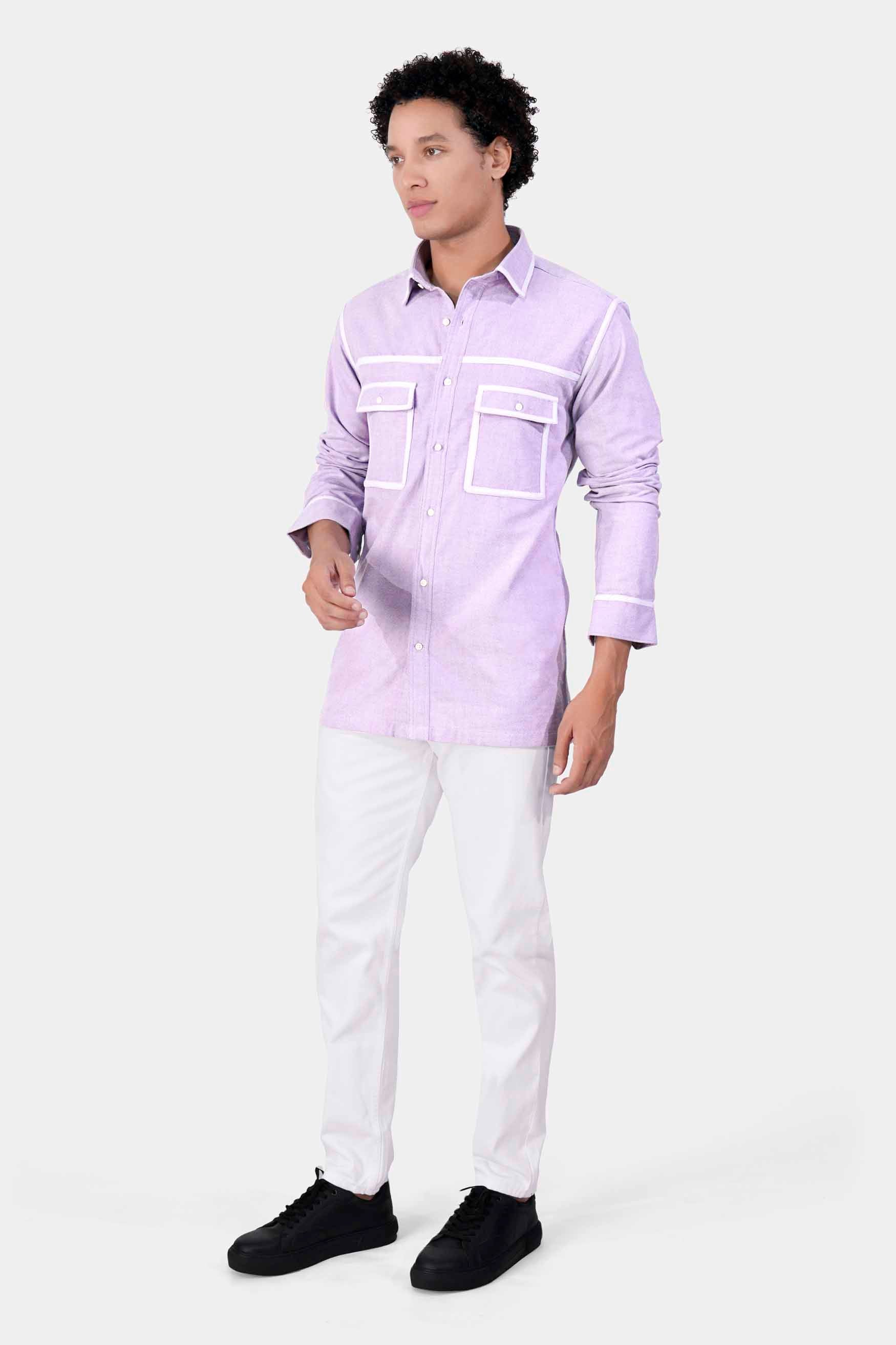 Wisteria Purple with White Border Flannel Shirt