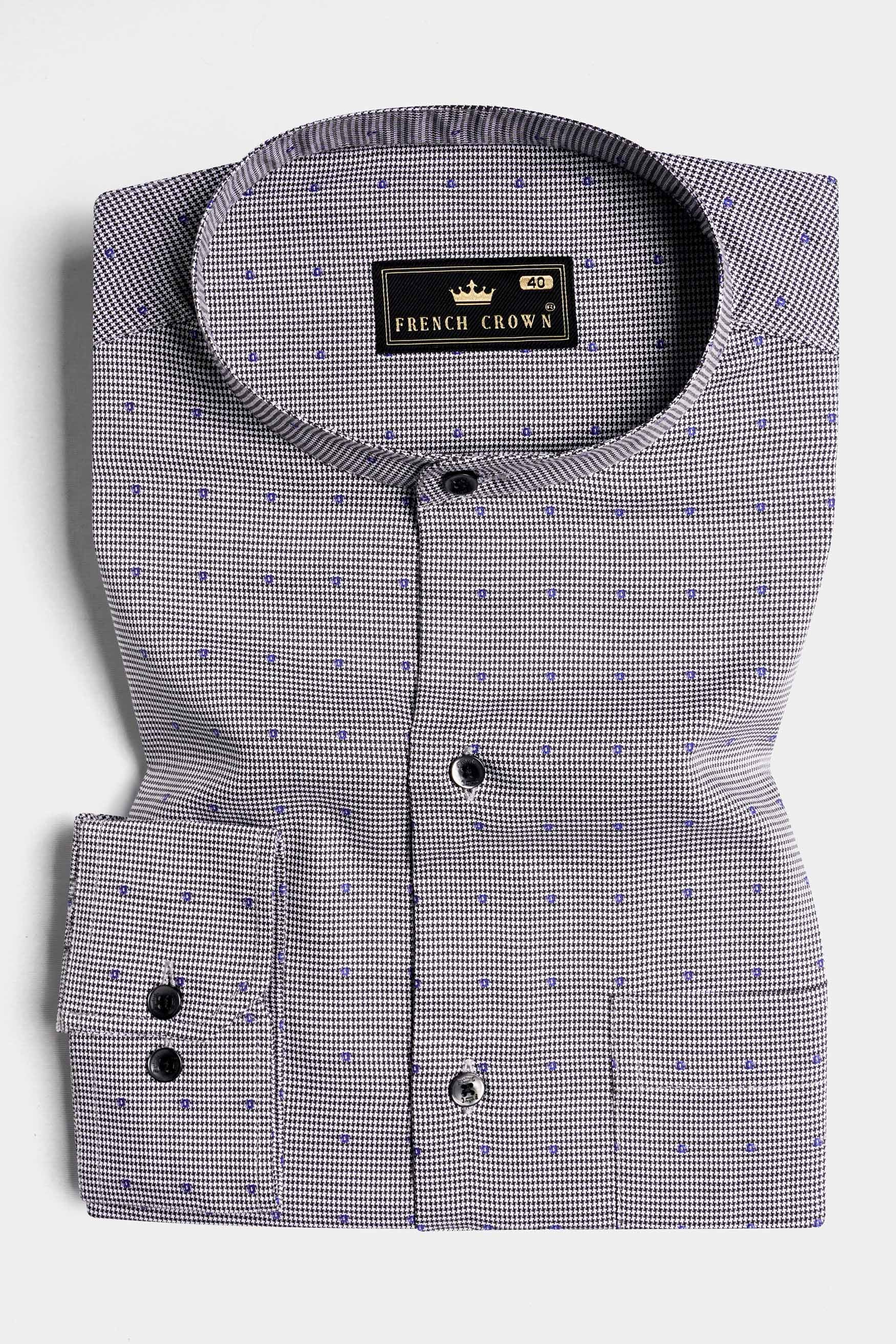 Concord Gray and Scampi Blue Houndstooth Textured Premium Giza Cotton Shirt