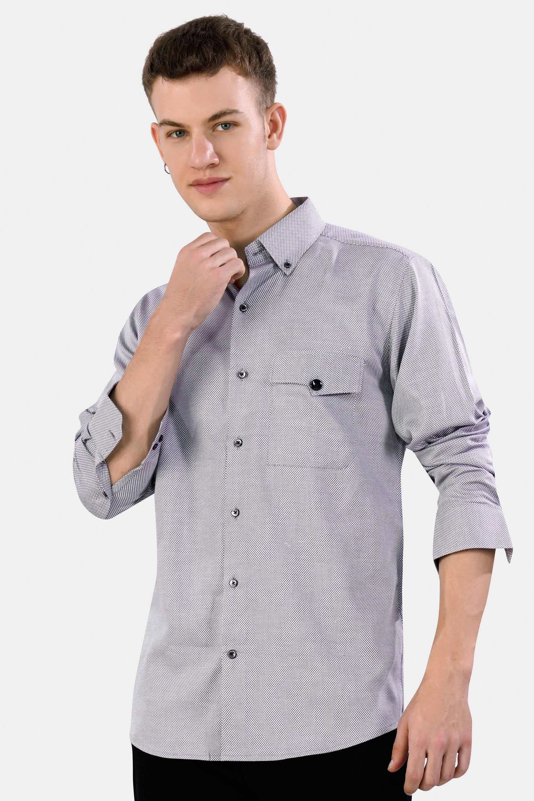 Oslo Gray Dobby Textured Premium Giza Cotton Designer Shirt