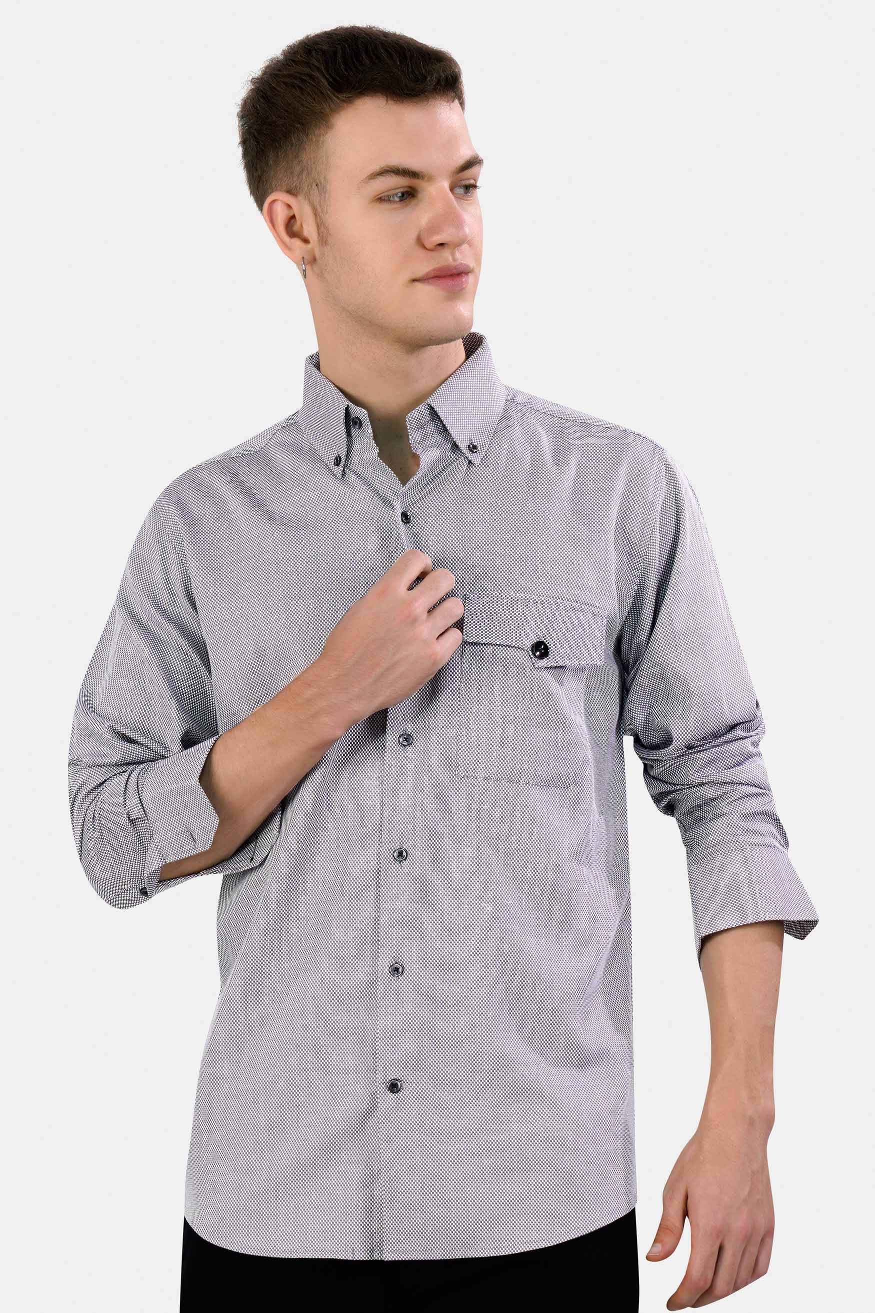 Oslo Gray Dobby Textured Premium Giza Cotton Designer Shirt