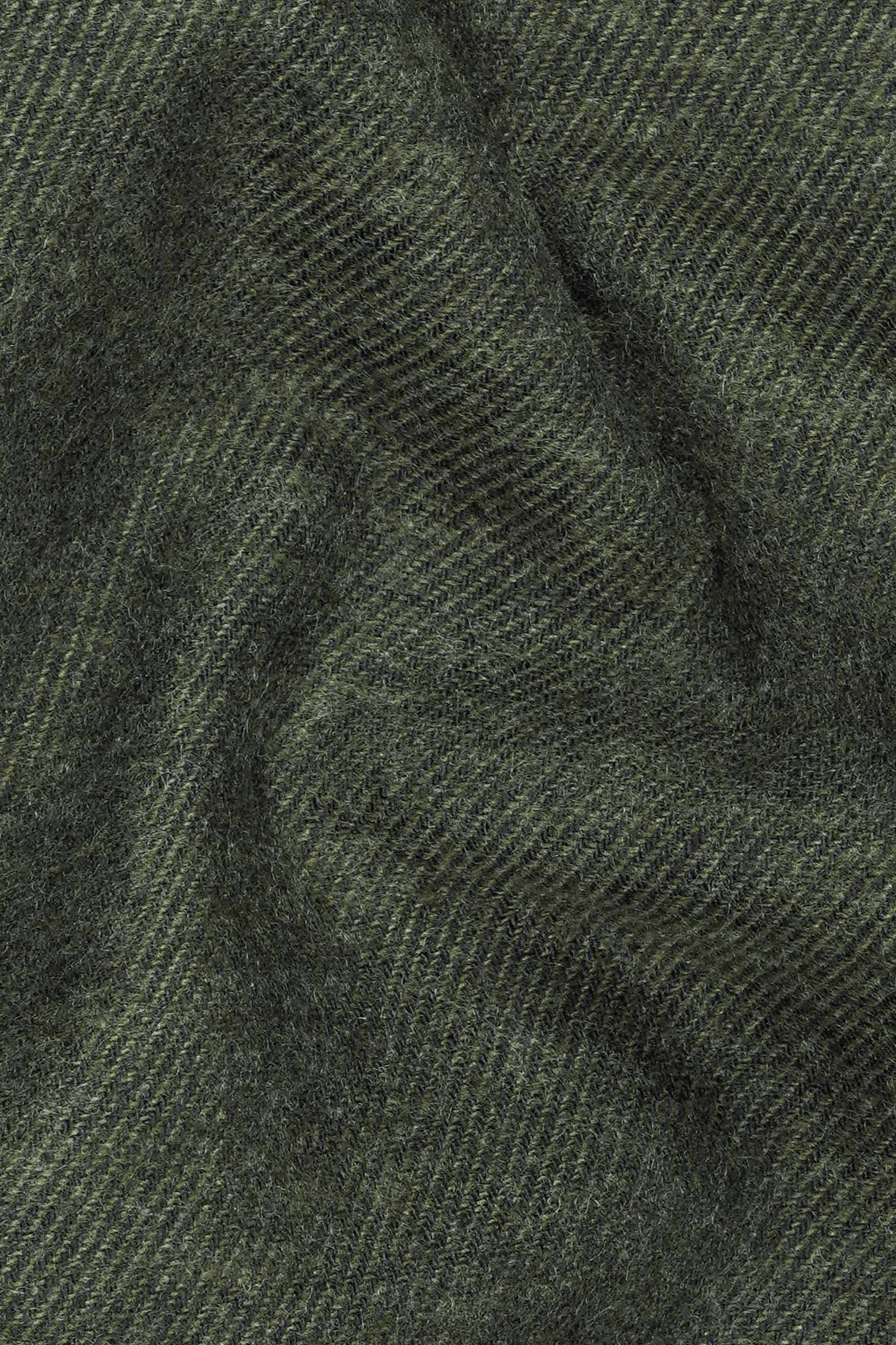 Kombu Green Embroidered Flannel Designer Overshirt