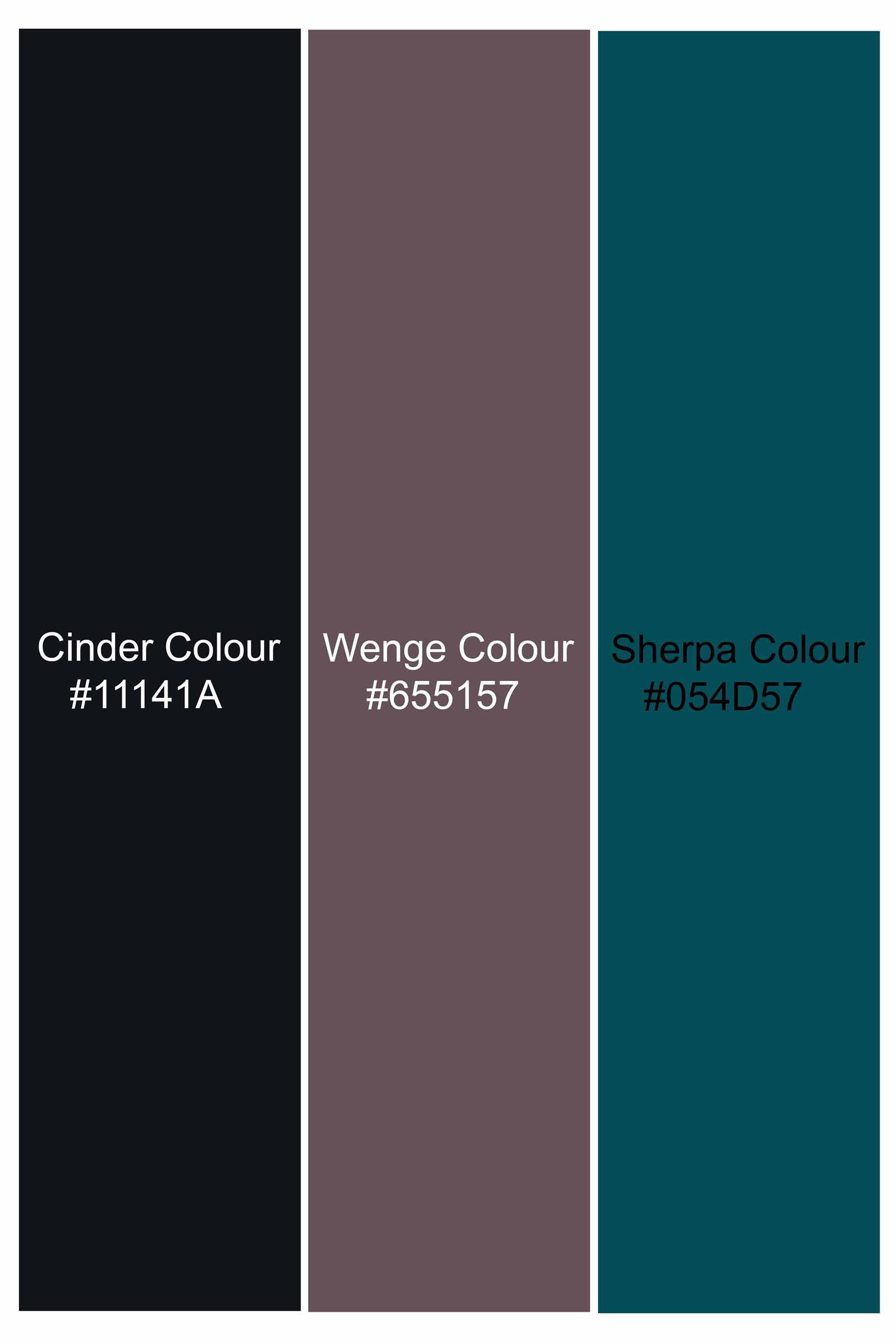 Cinder Black and Wenge Brown Twill Plaid Premium Cotton Button Down Shirt