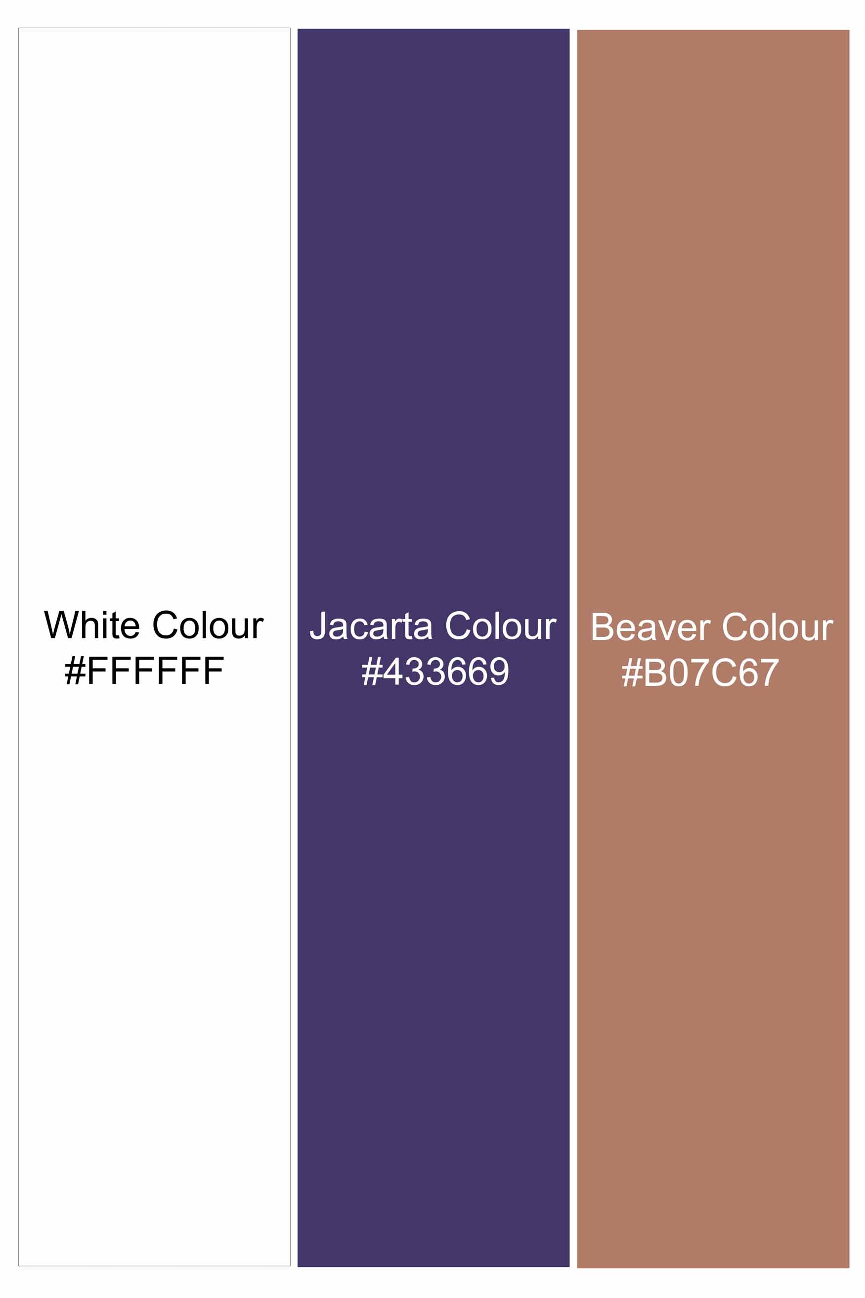 Bright White with Jacarta Blue Checkered Dobby Textured Premium Giza Cotton Shirt