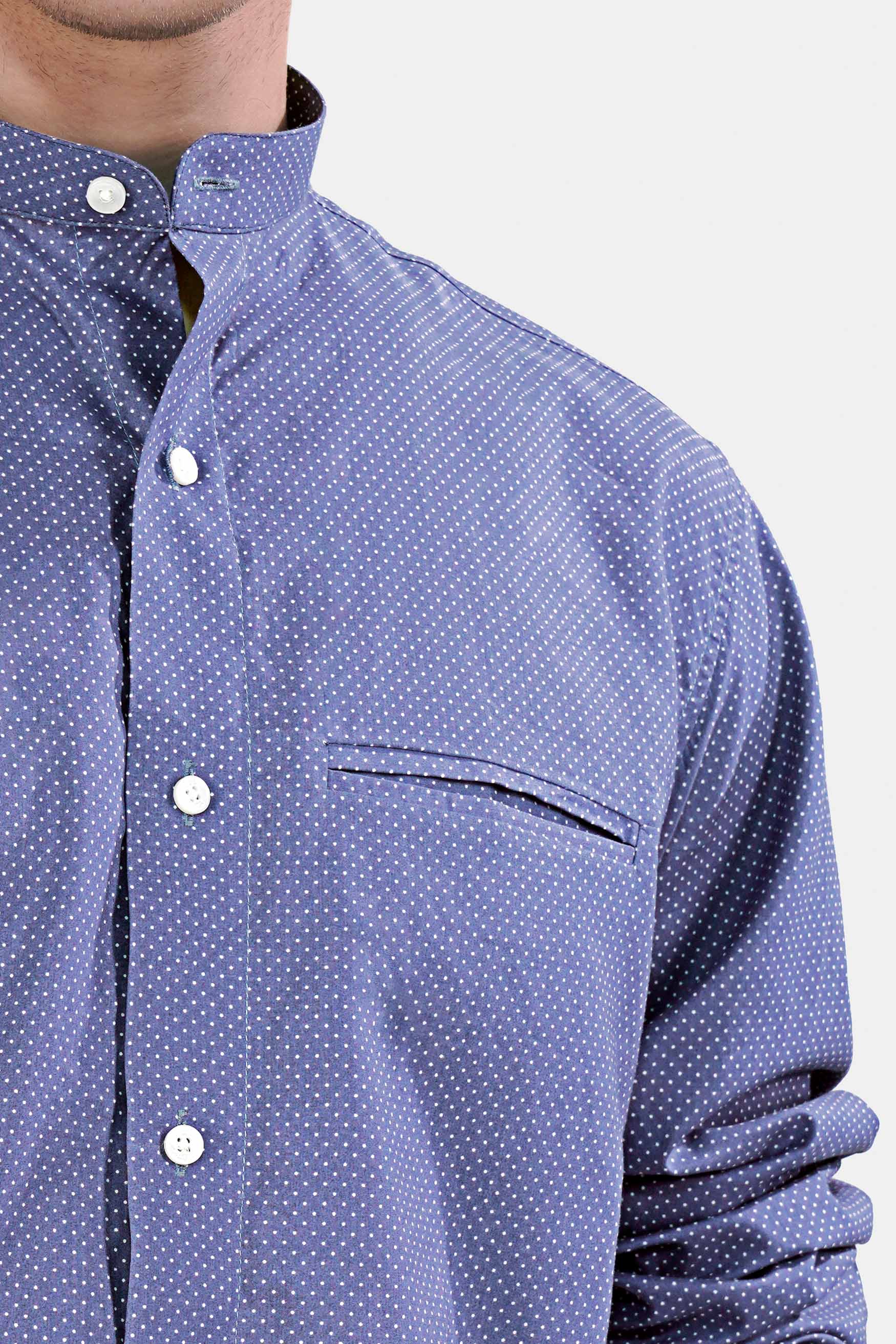 Lapis Blue and White Dotted Subtle Sheen Super Soft Premium Cotton Designer Shirt