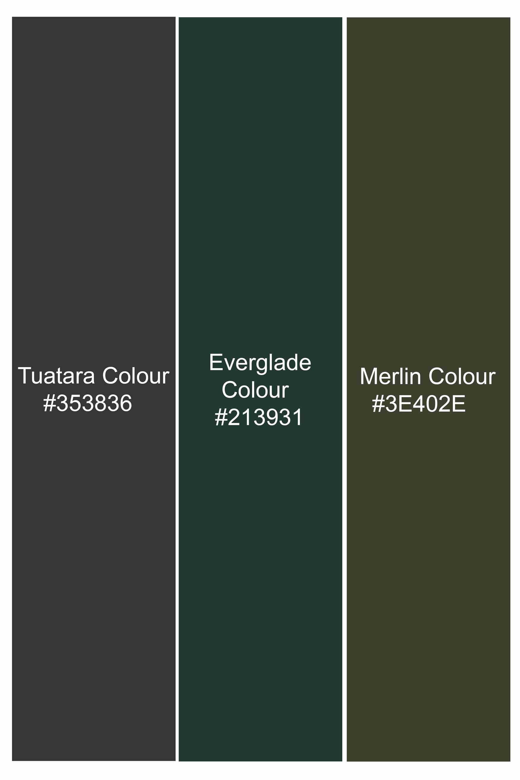 Tuatara Gray with Everglade Green Jacquard Textured Premium Giza Cotton Shirt